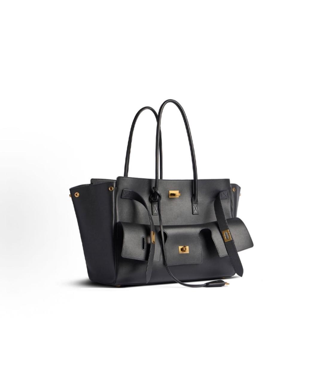 BALENCIAGA Черная кожаная сумка тоут, фото 2