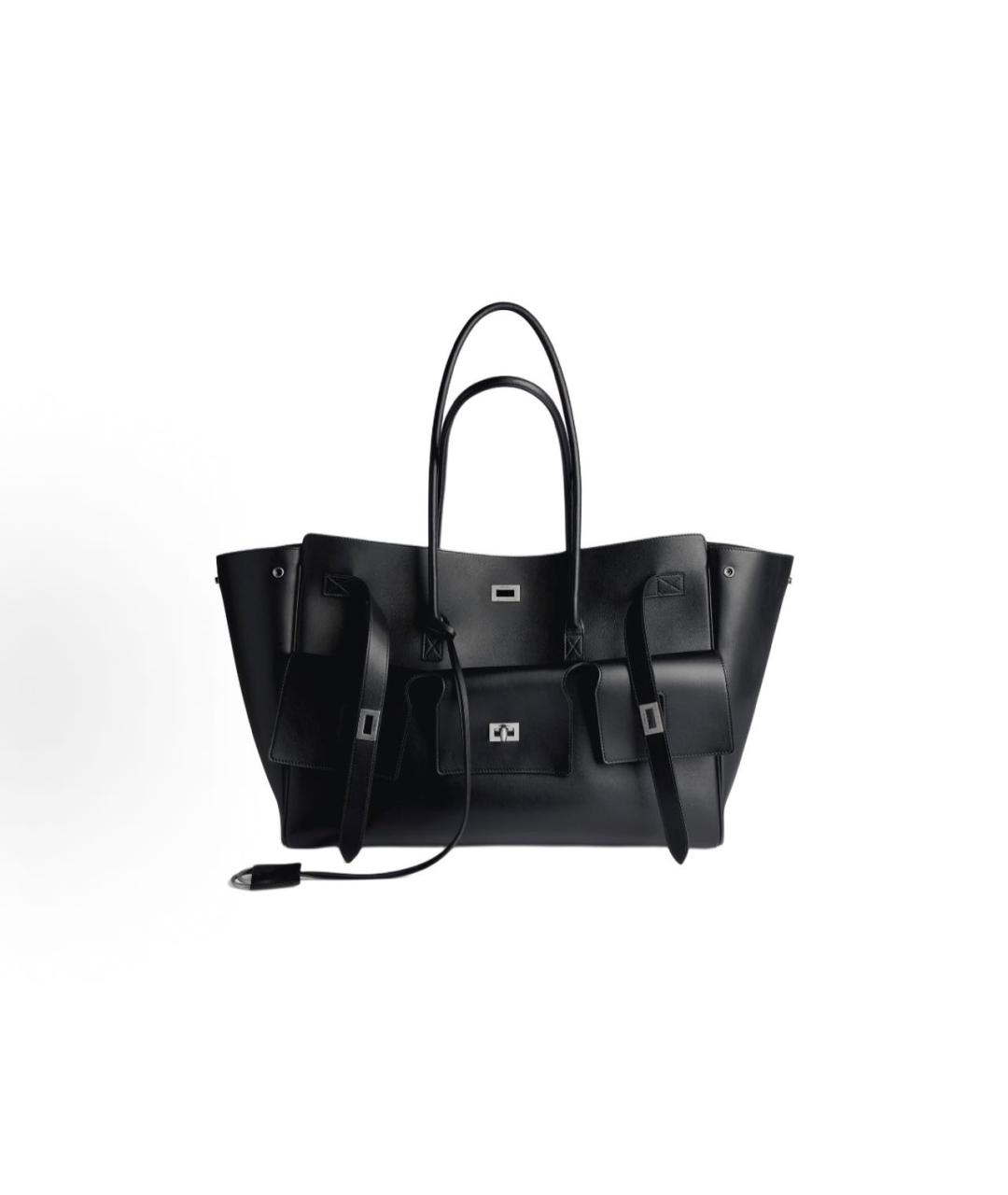 BALENCIAGA Черная кожаная сумка тоут, фото 9