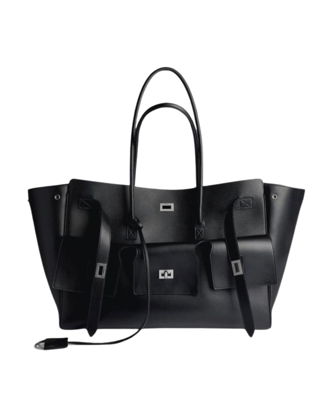 BALENCIAGA Черная кожаная сумка тоут, фото 1