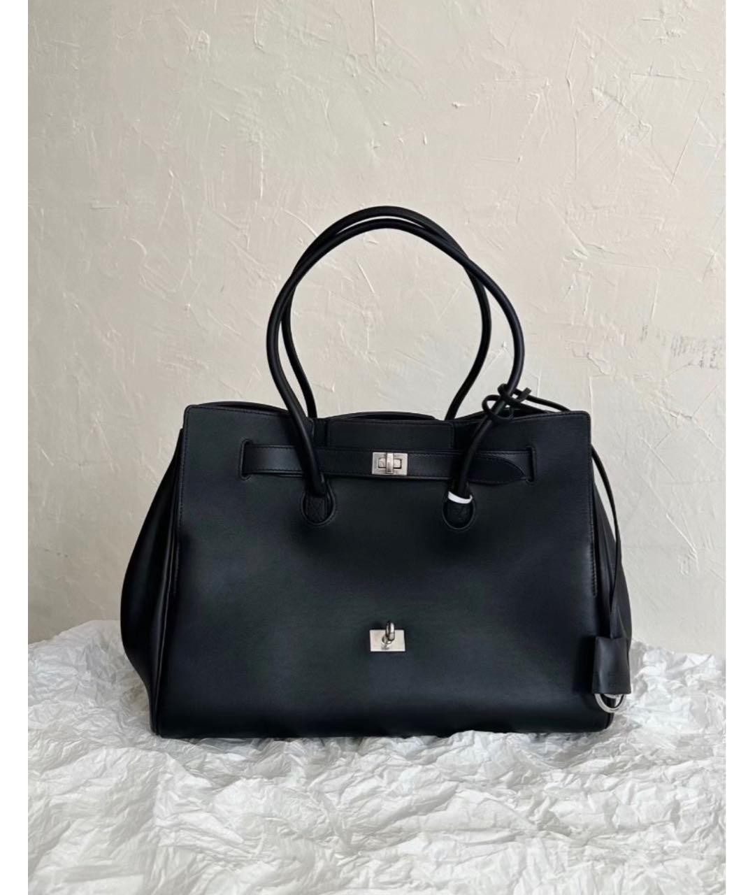 BALENCIAGA Черная кожаная сумка тоут, фото 7