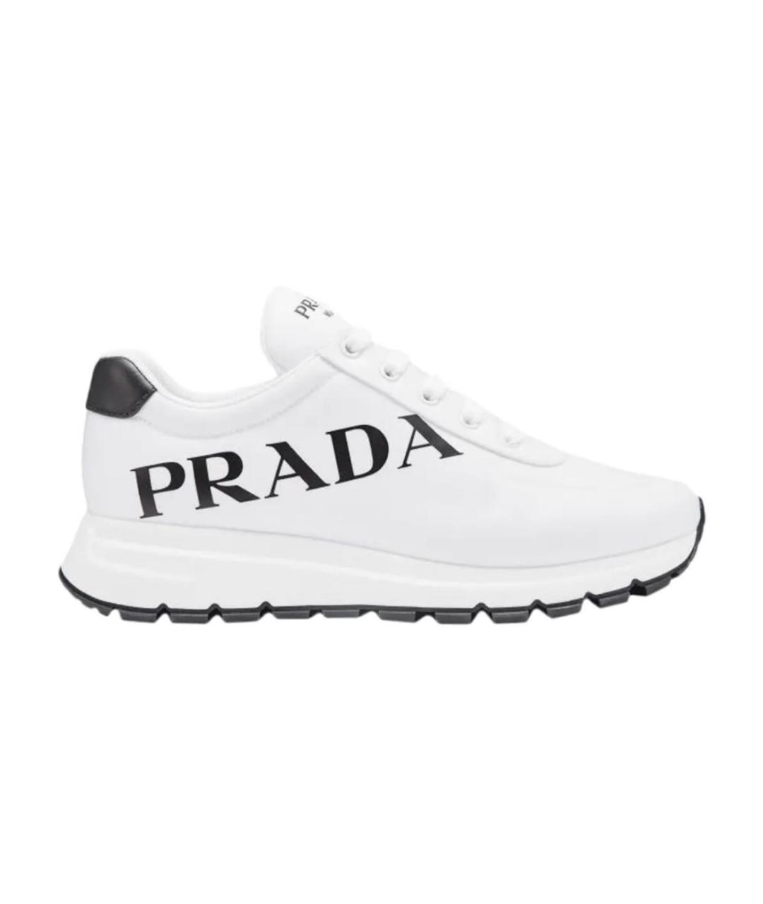 PRADA Белые кожаные низкие кроссовки / кеды, фото 6