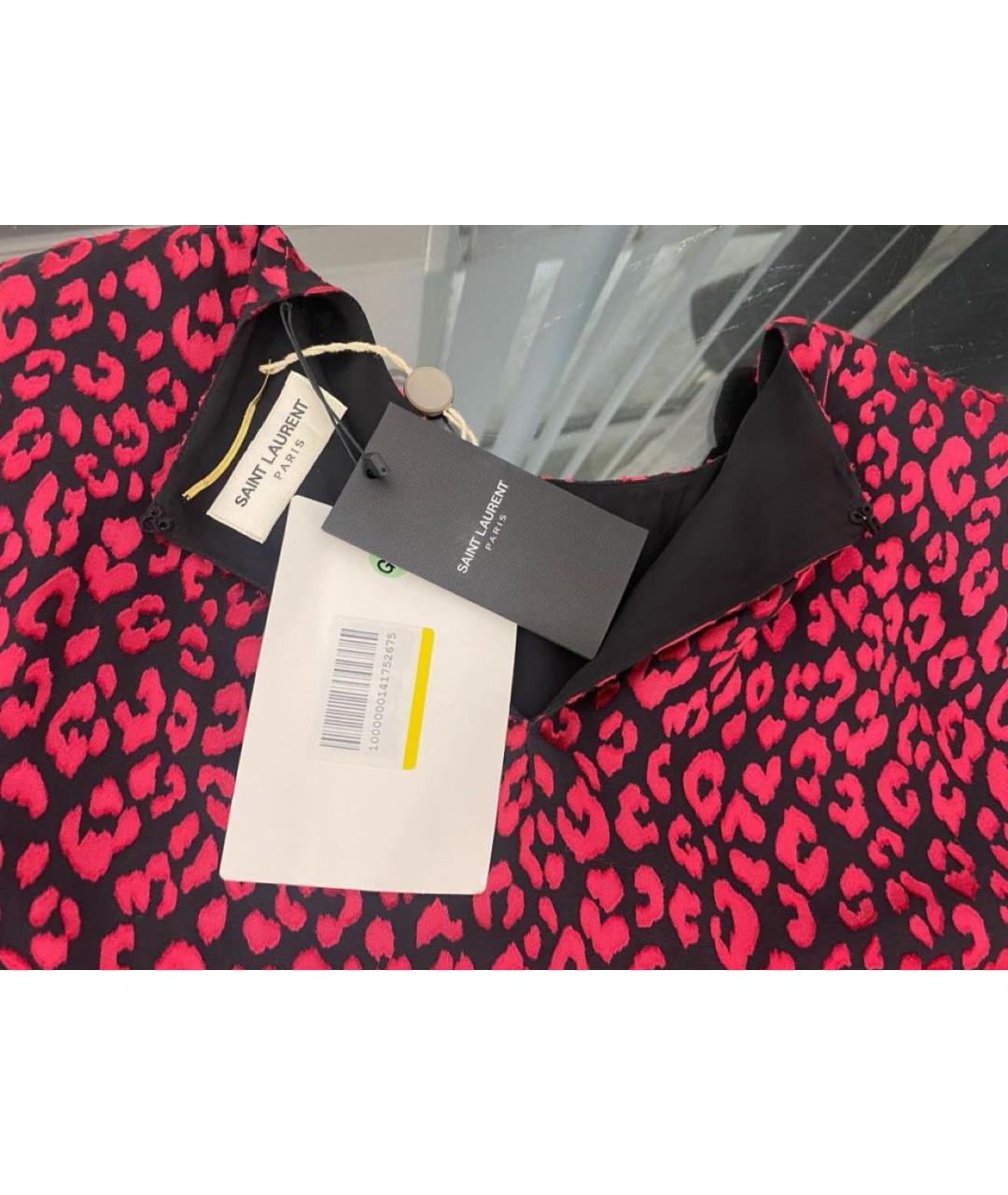 SAINT LAURENT Бордовое вискозное коктейльное платье, фото 3