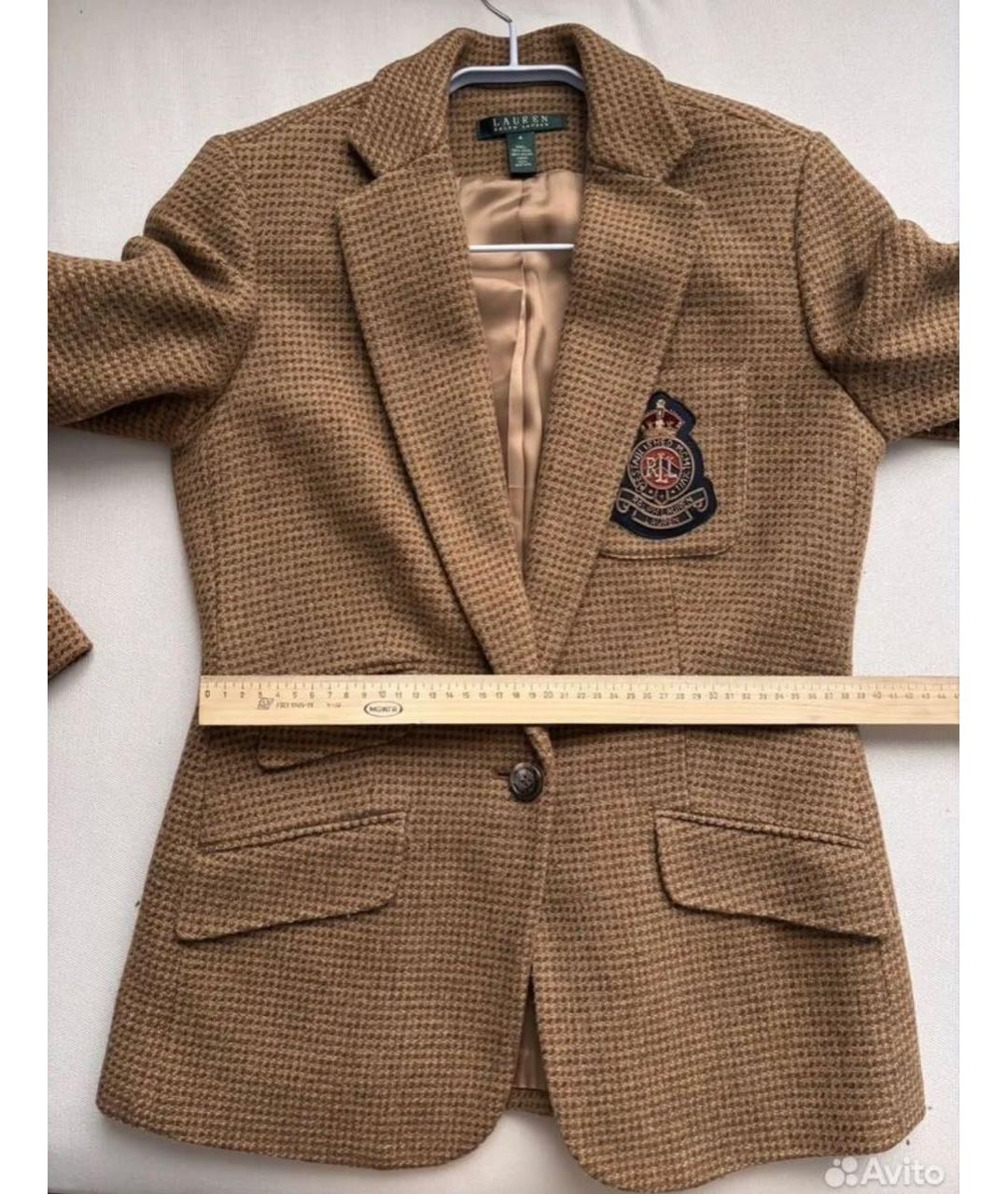 RALPH LAUREN COLLECTION Бежевый шерстяной жакет/пиджак, фото 4