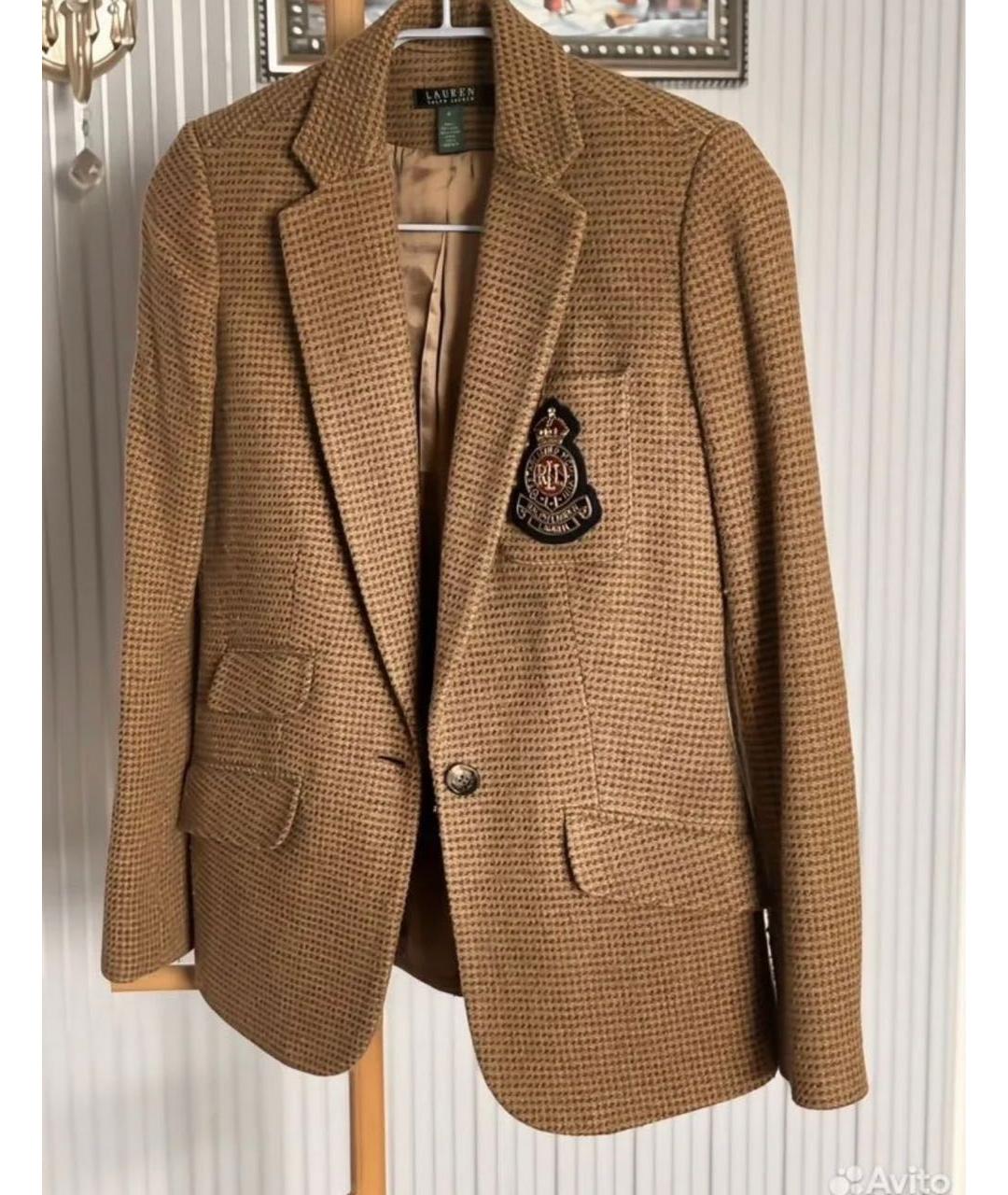 RALPH LAUREN COLLECTION Бежевый шерстяной жакет/пиджак, фото 8