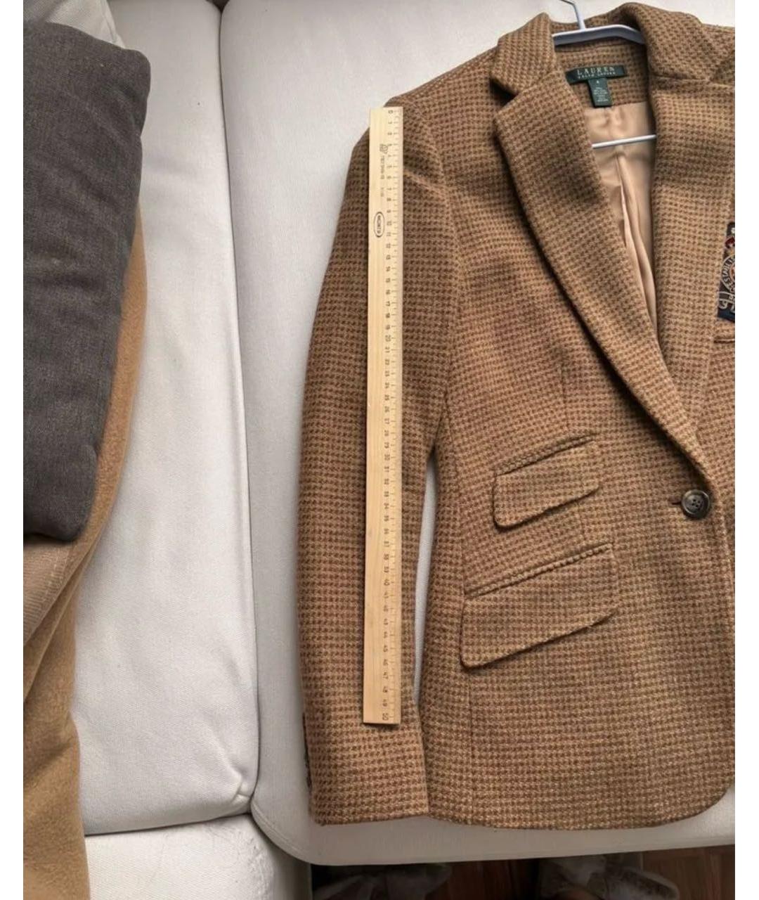 RALPH LAUREN COLLECTION Бежевый шерстяной жакет/пиджак, фото 7