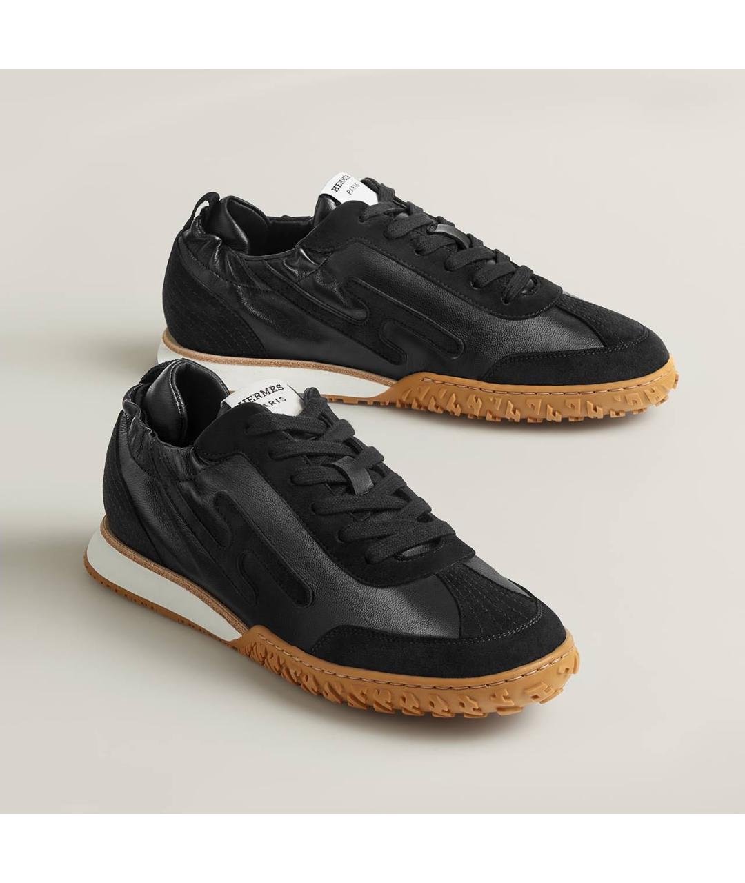 HERMES Черные кожаные кроссовки, фото 3
