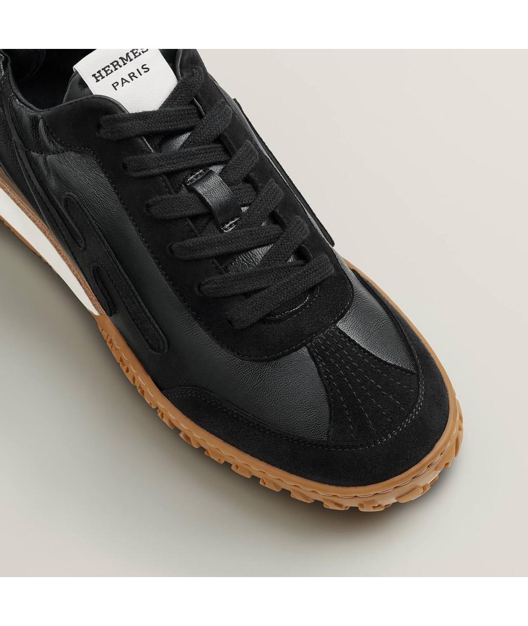 HERMES Черные кожаные кроссовки, фото 6