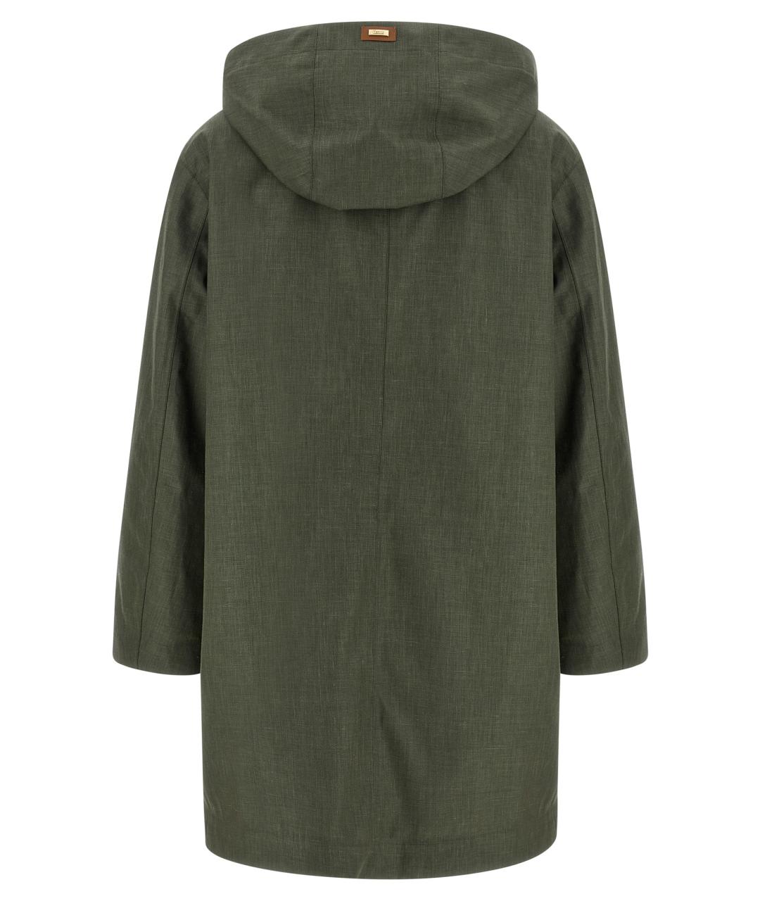 HERNO Зеленый льняной тренч/плащ, фото 2