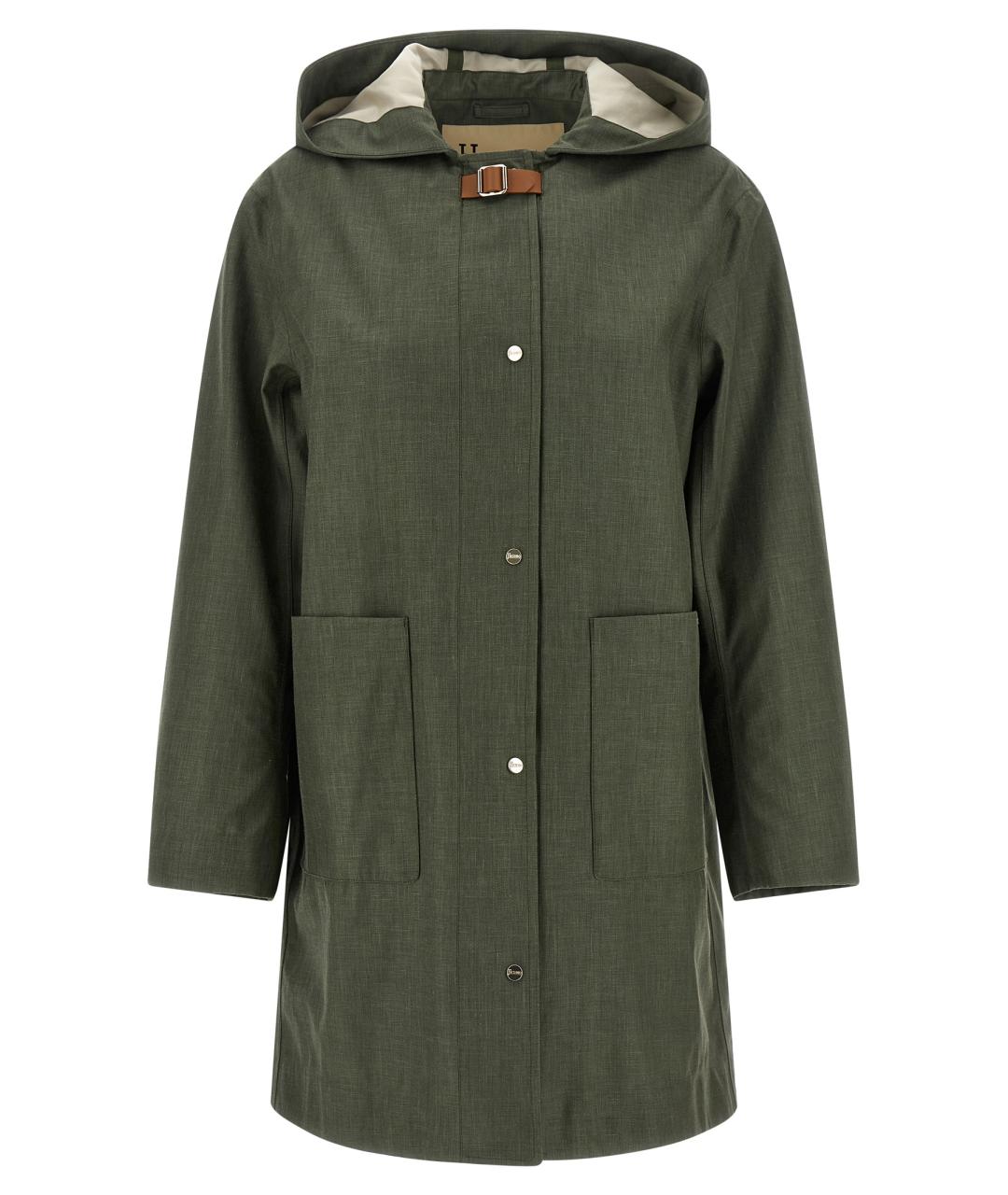 HERNO Зеленый льняной тренч/плащ, фото 1