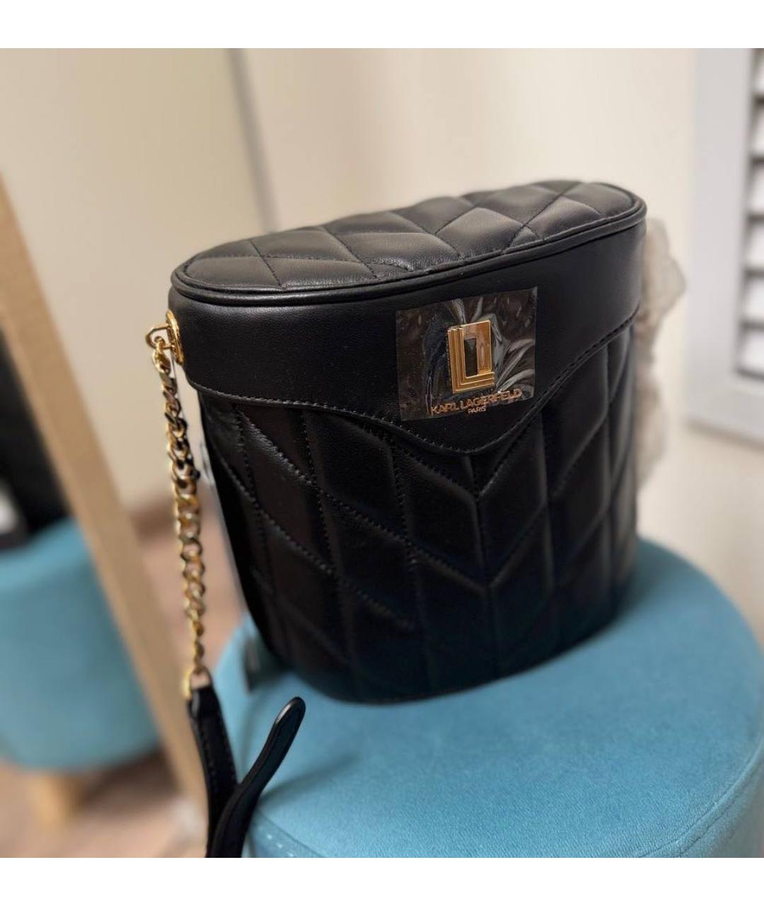 KARL LAGERFELD Черная кожаная сумка через плечо, фото 2