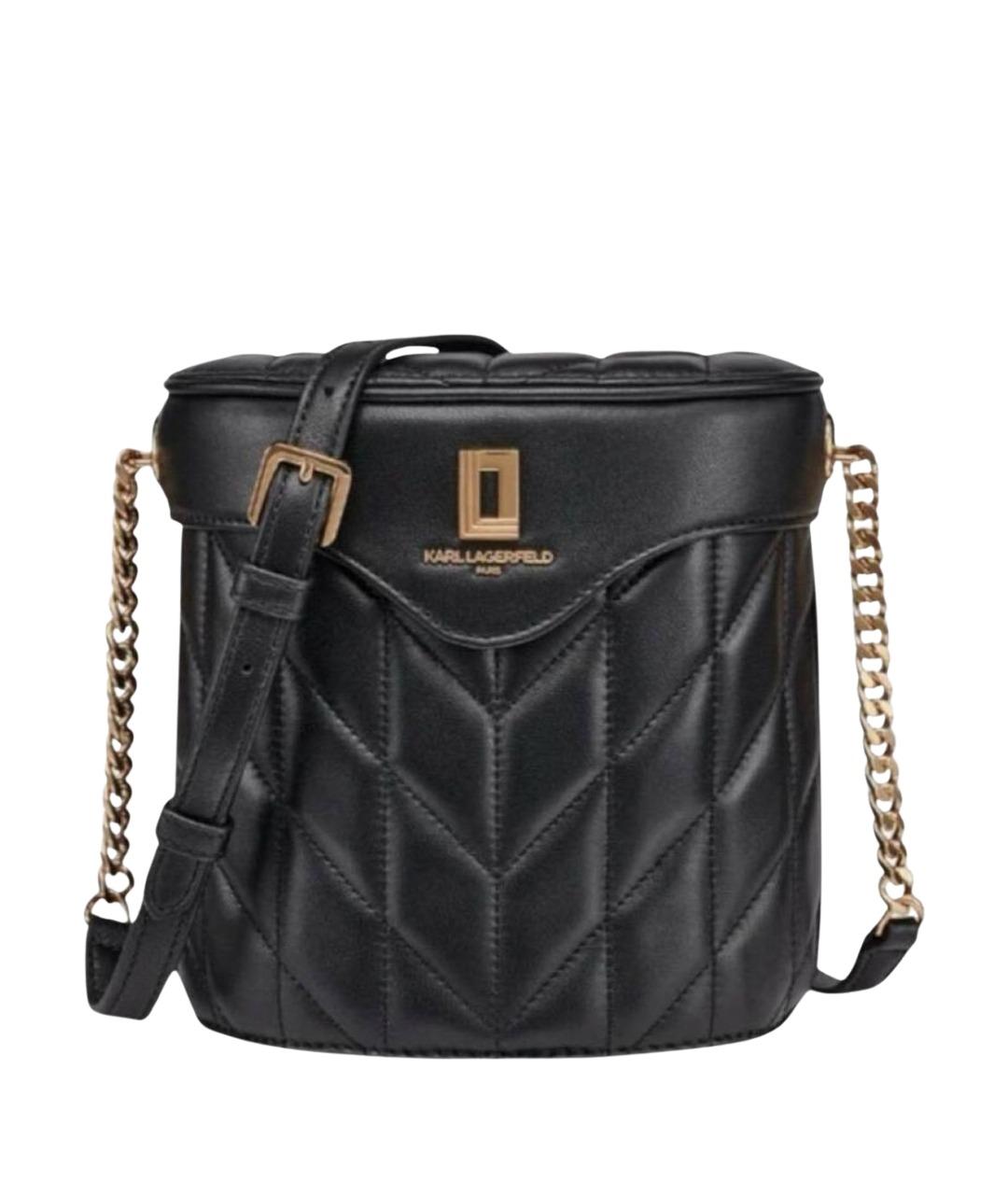 KARL LAGERFELD Черная кожаная сумка через плечо, фото 1