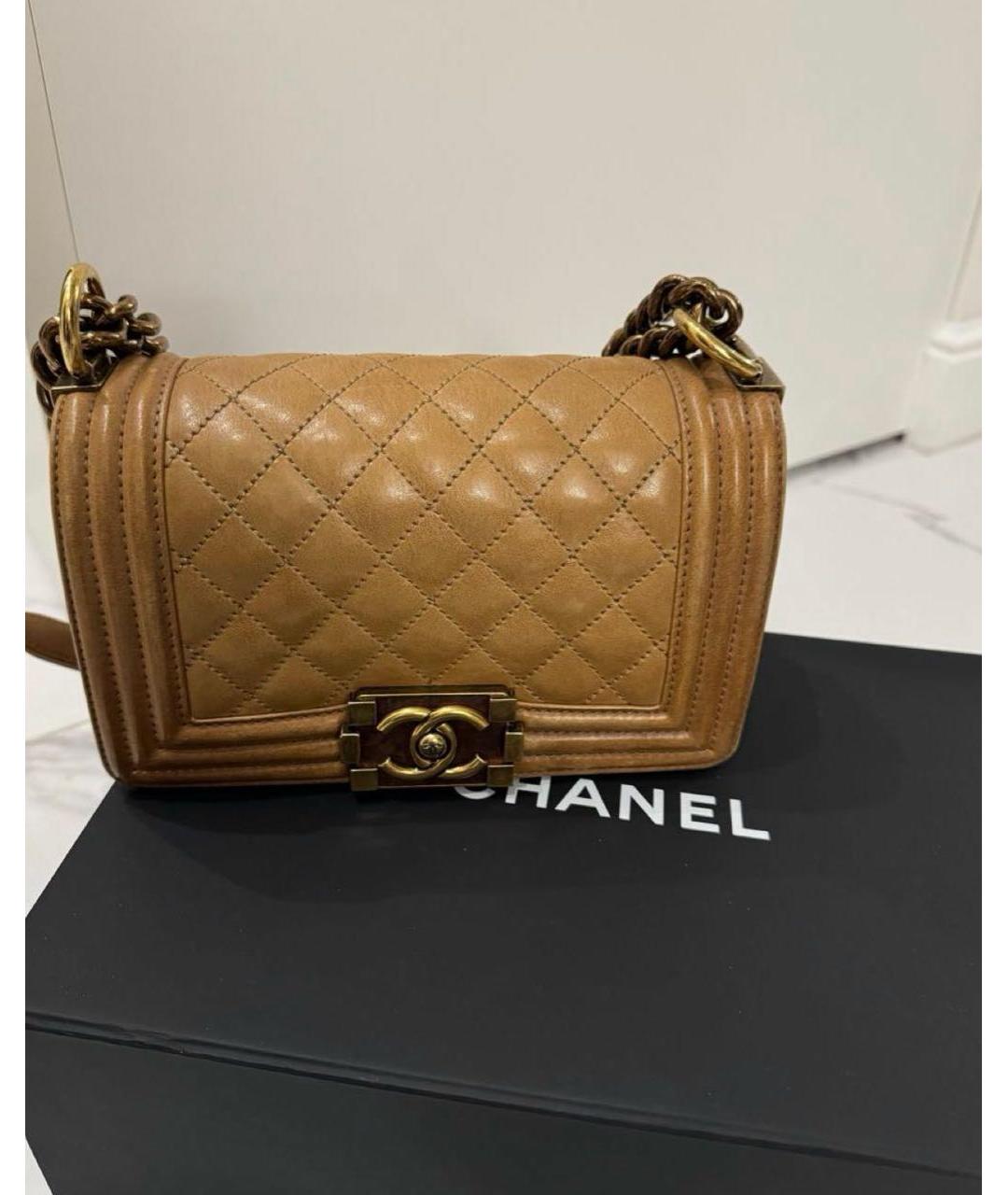 CHANEL Коричневая кожаная сумка через плечо, фото 6