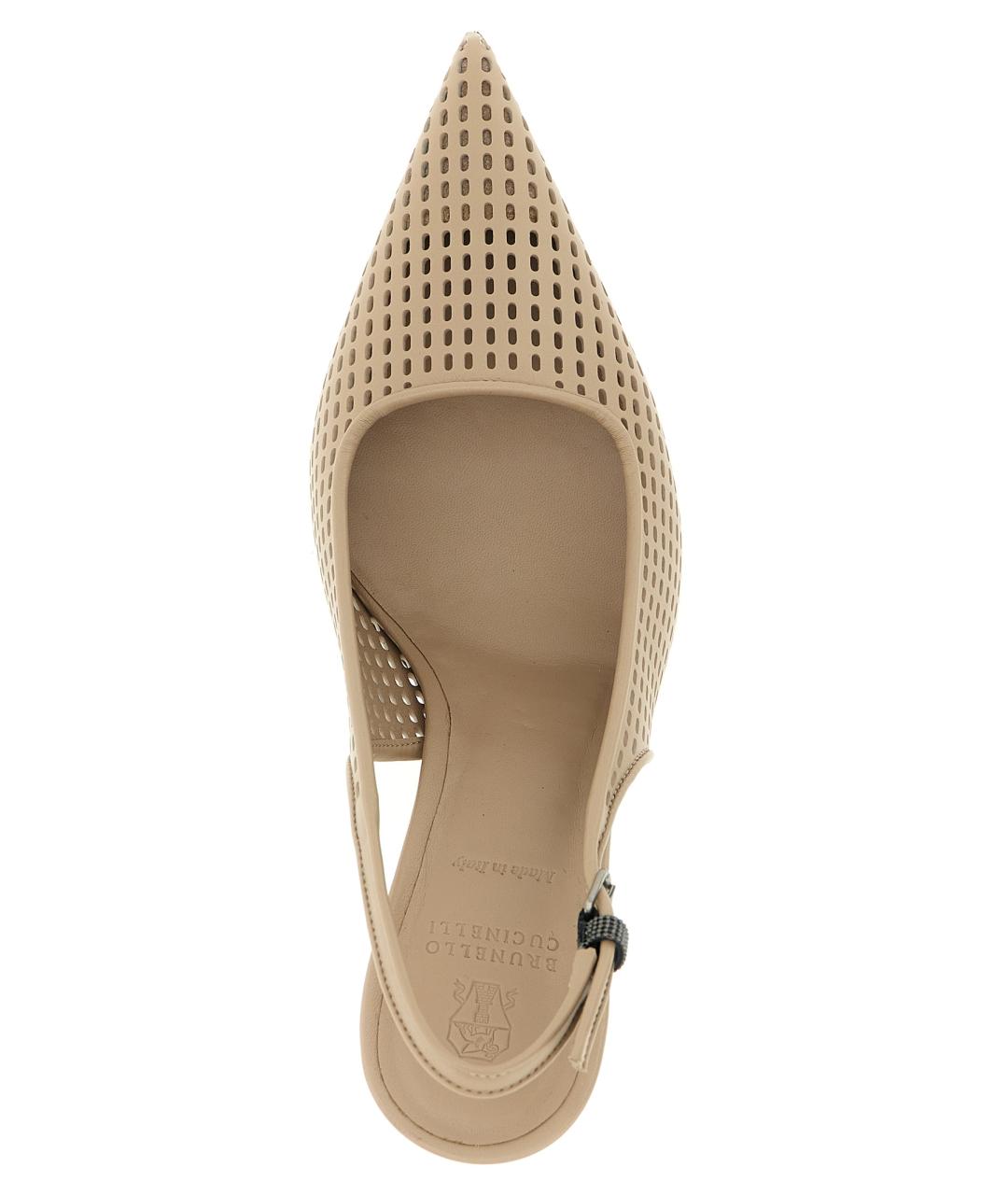 BRUNELLO CUCINELLI Бежевые кожаные туфли, фото 4