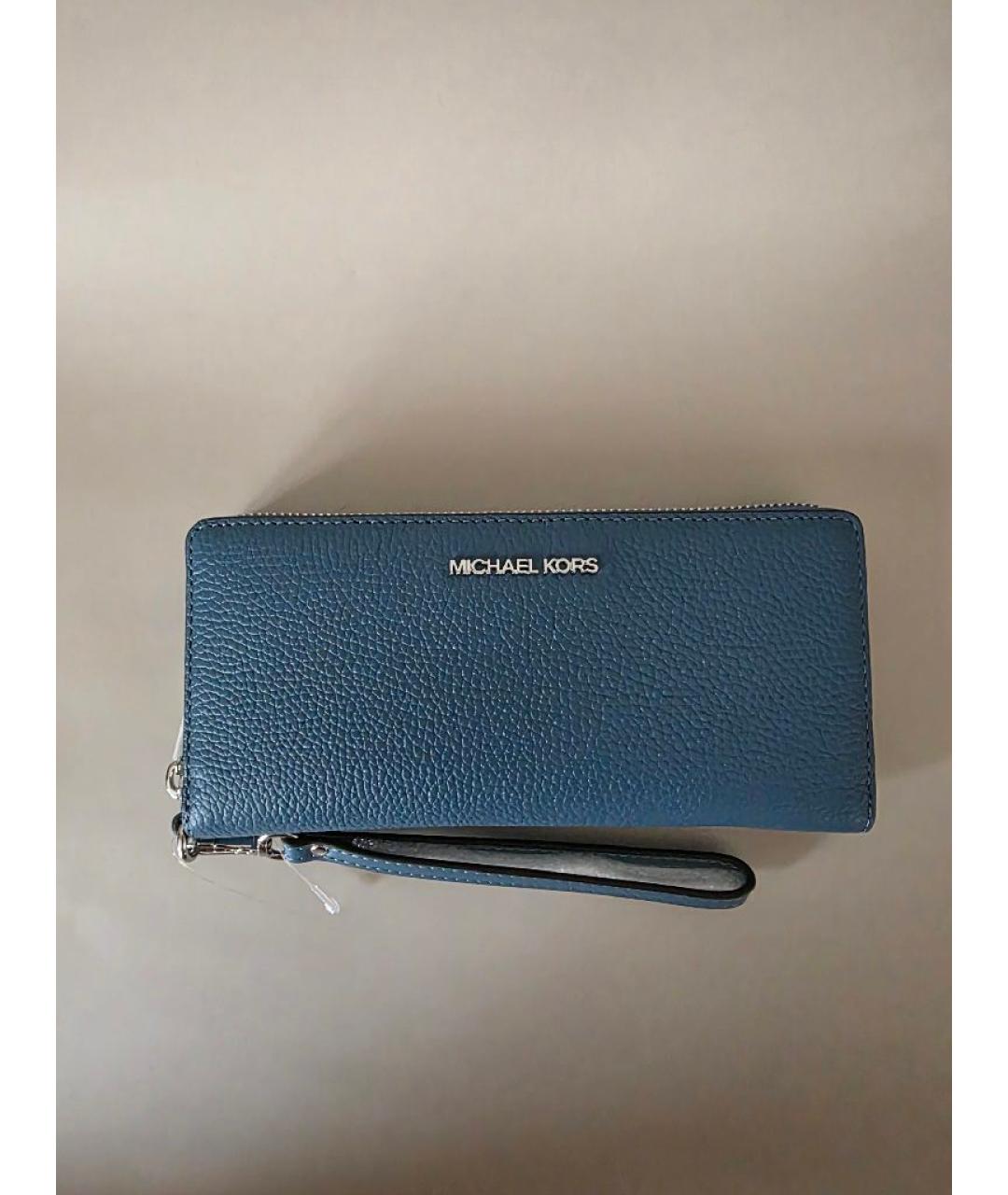 MICHAEL KORS Голубой кожаный кошелек, фото 5