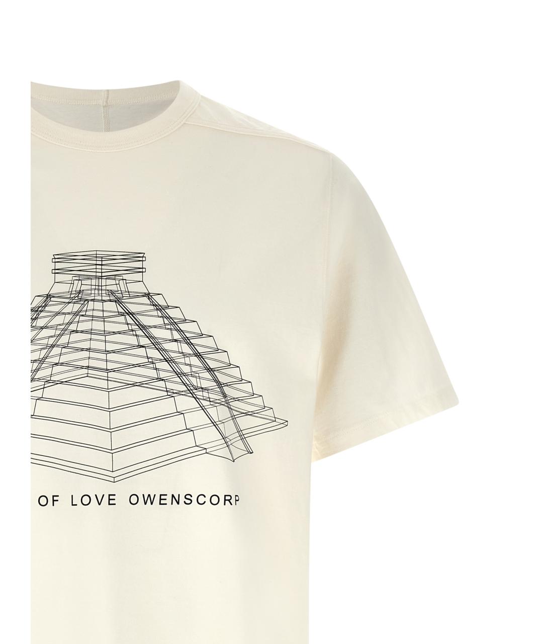 RICK OWENS Белая хлопковая футболка, фото 3