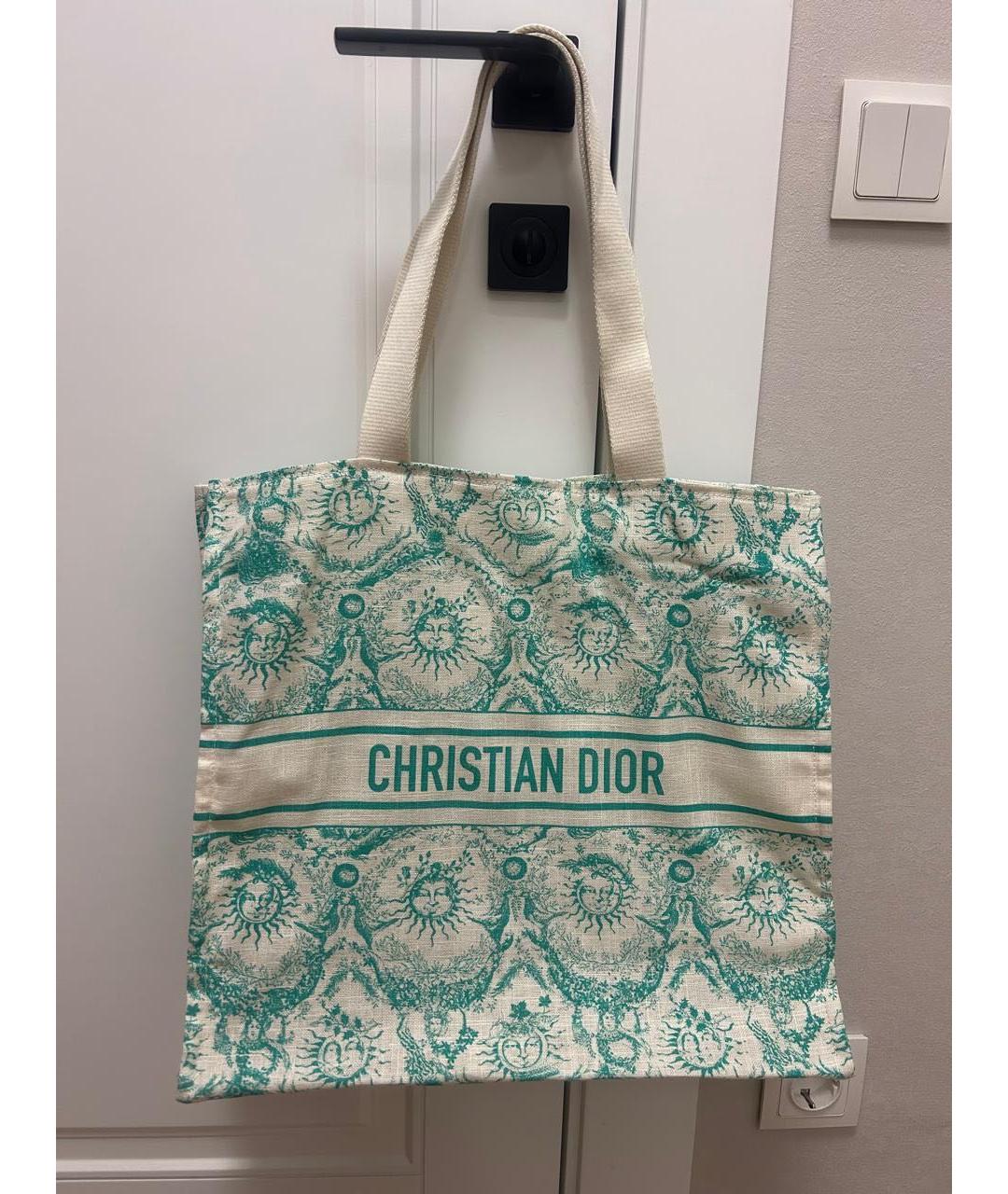 CHRISTIAN DIOR Зеленая хлопковая пляжная сумка, фото 3