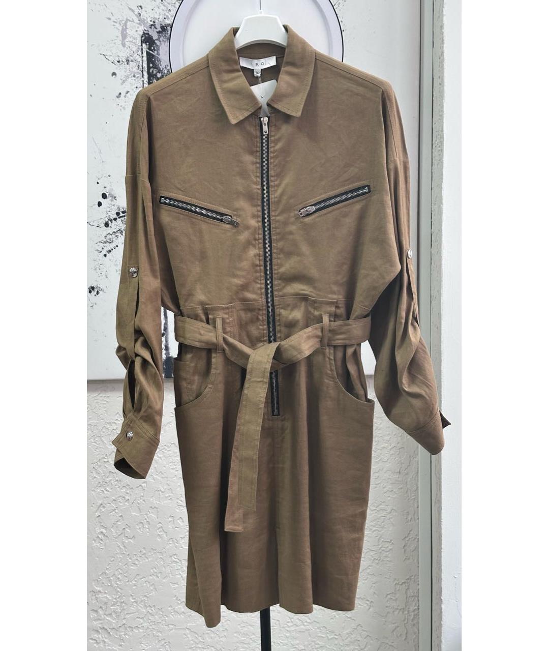 IRO Горчичное льняное повседневное платье, фото 9
