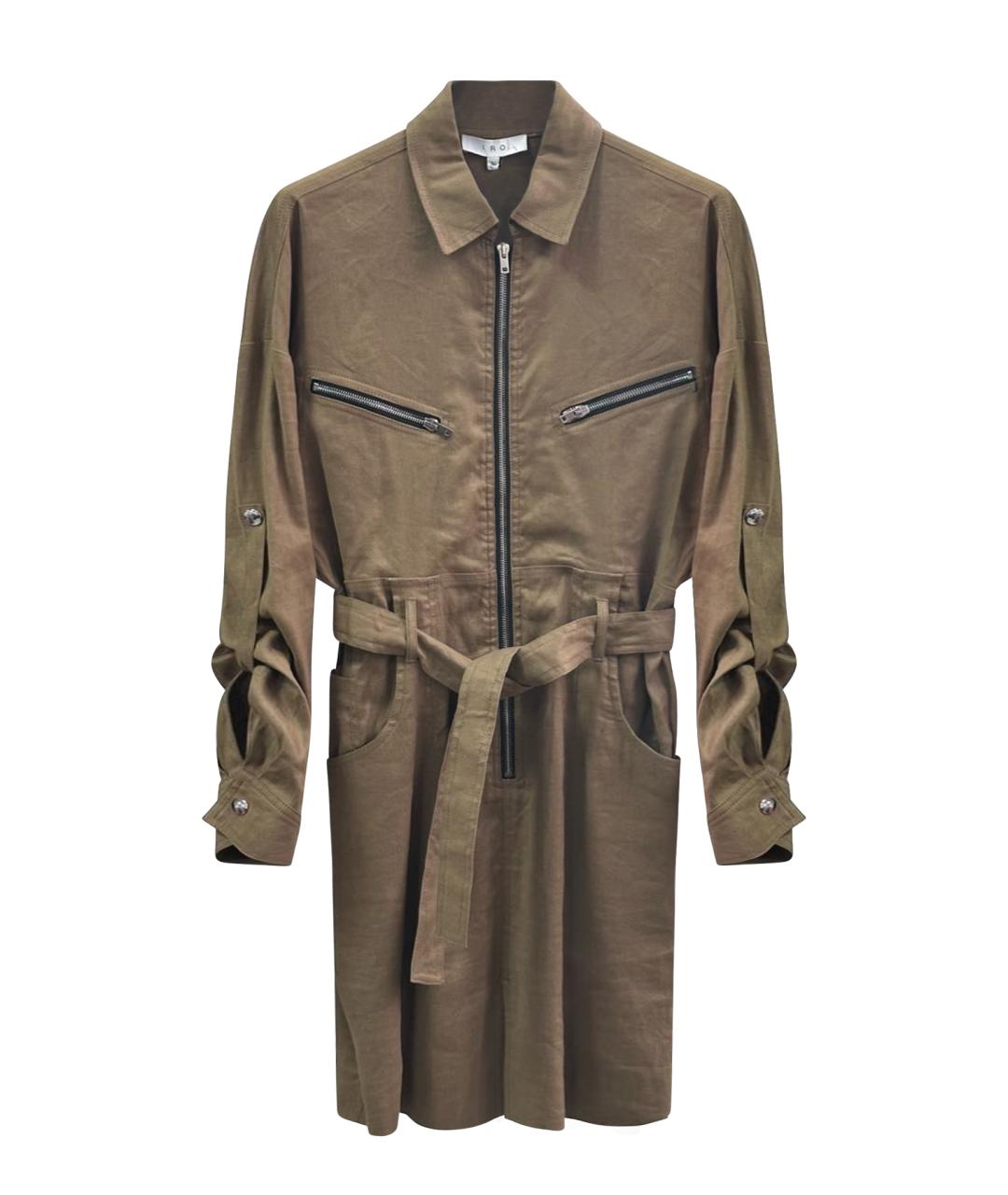 IRO Горчичное льняное повседневное платье, фото 1