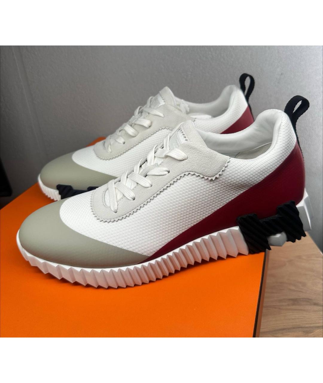 HERMES Белые текстильные низкие кроссовки / кеды, фото 5