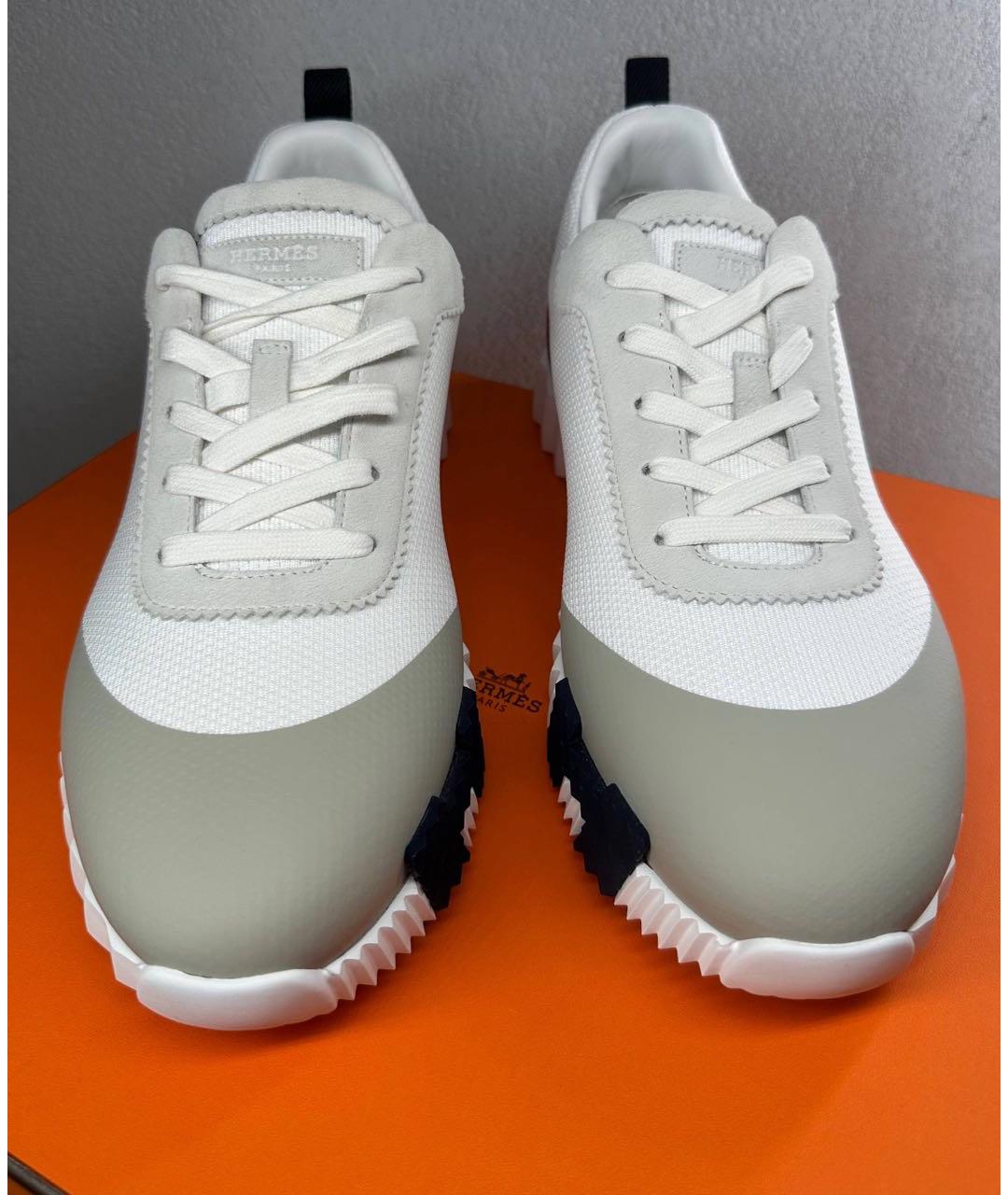 HERMES Белые текстильные низкие кроссовки / кеды, фото 2