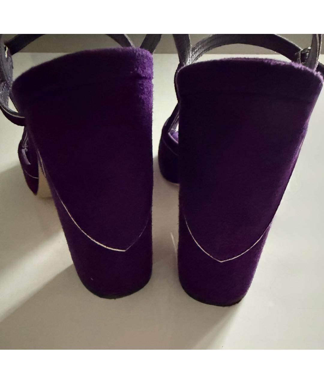 MIU MIU Фиолетовые кожаные босоножки, фото 4