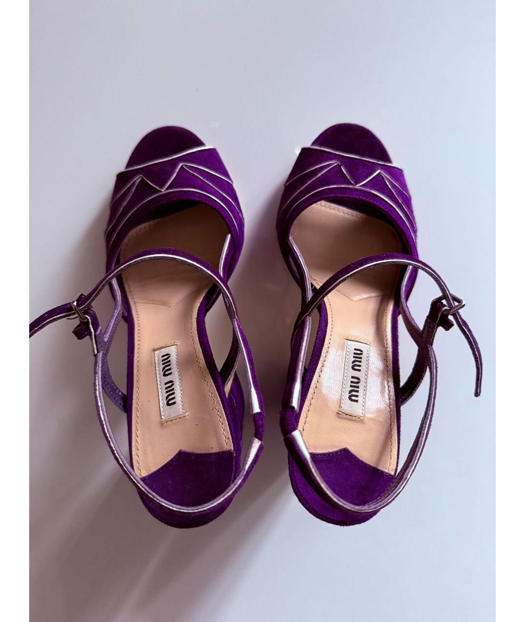 MIU MIU Фиолетовые кожаные босоножки, фото 2