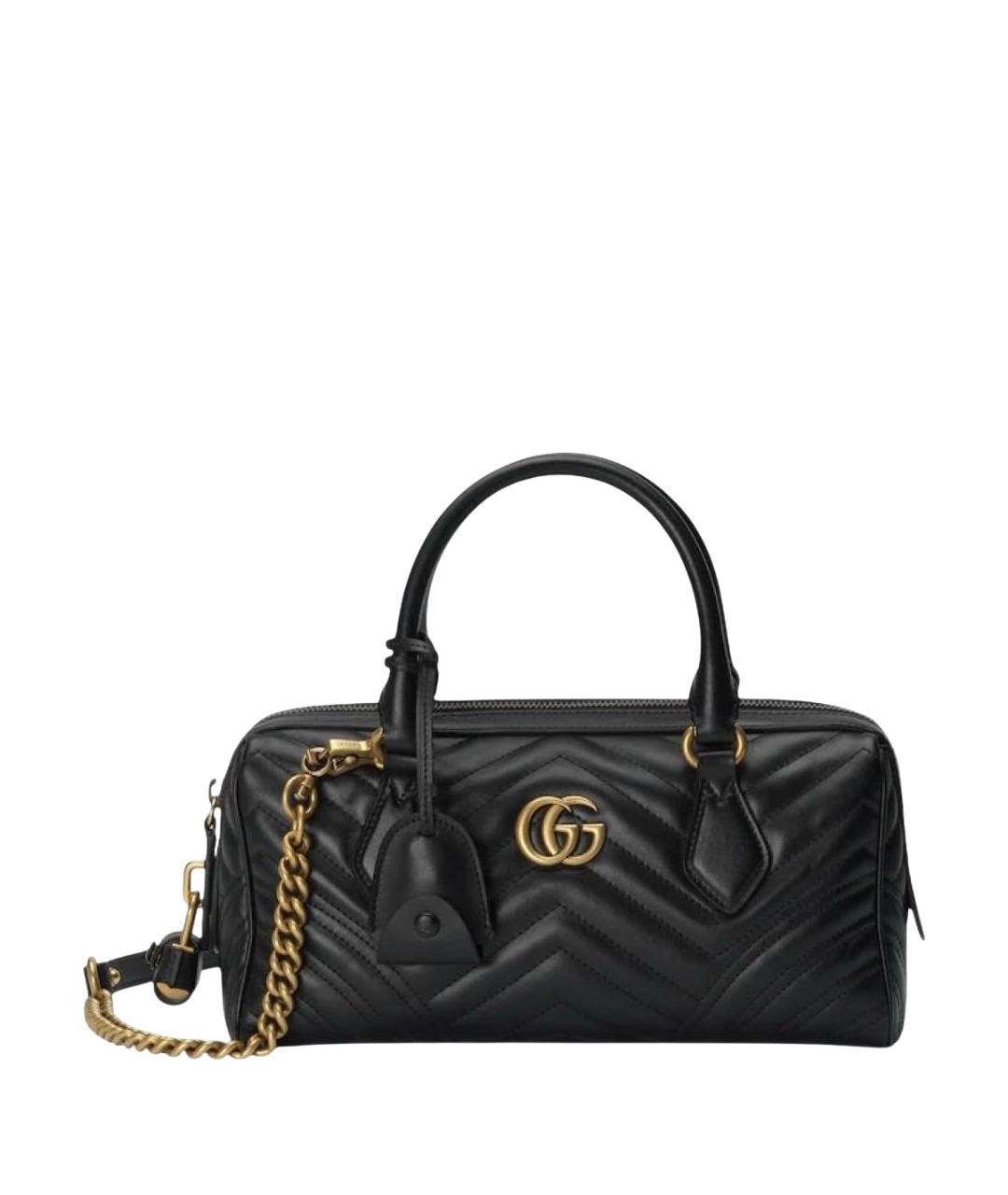 GUCCI Черная кожаная сумка с короткими ручками, фото 1