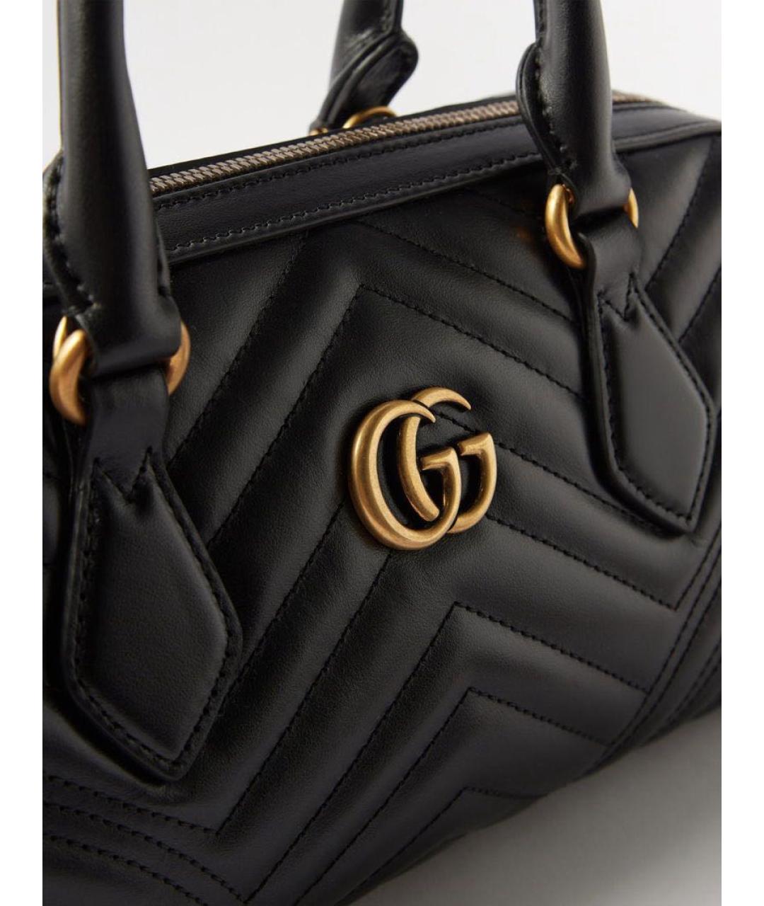 GUCCI Черная кожаная сумка с короткими ручками, фото 2