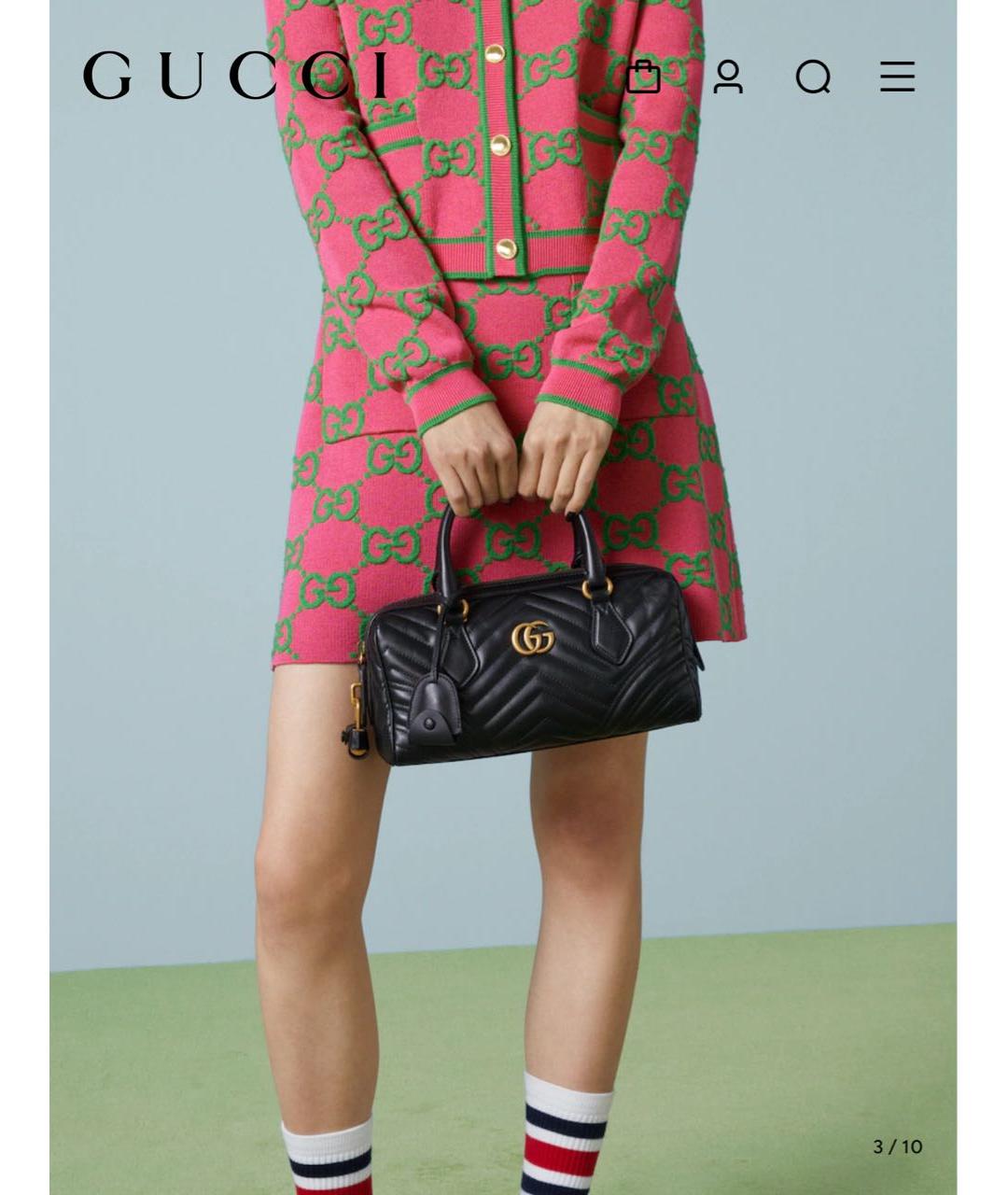 GUCCI Черная кожаная сумка с короткими ручками, фото 6