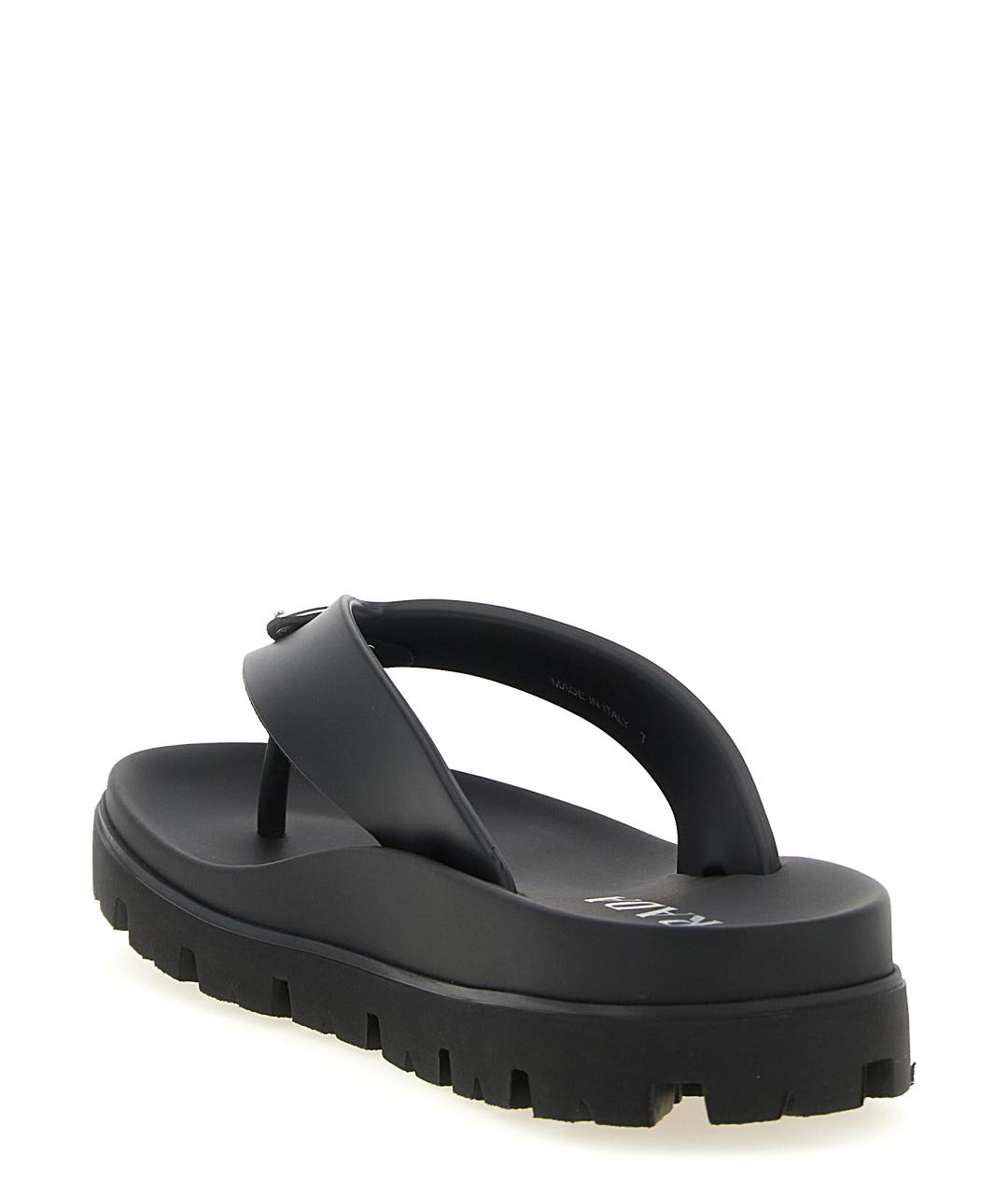 PRADA Черные резиновые шлепанцы, фото 3