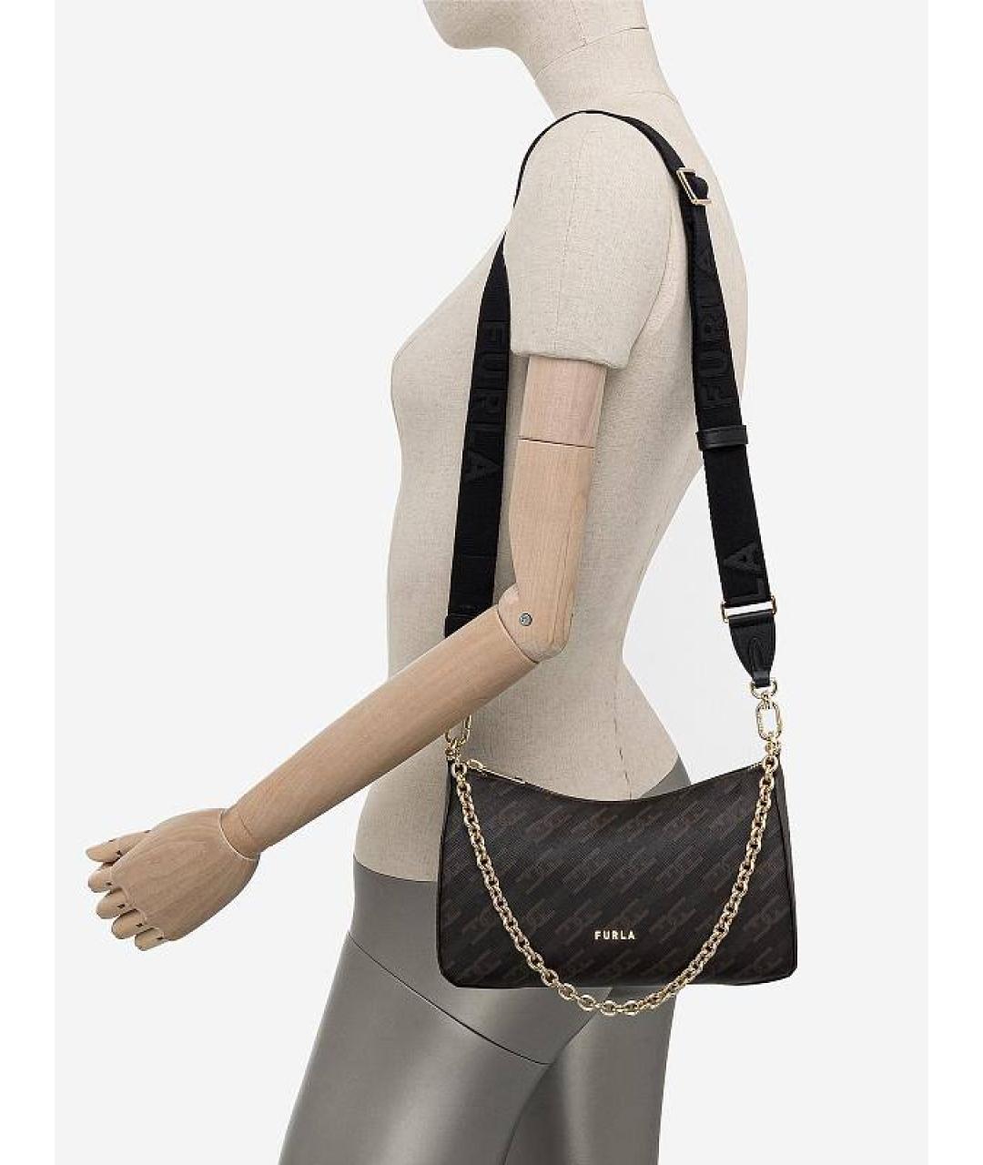 FURLA Коричневая кожаная сумка через плечо, фото 7