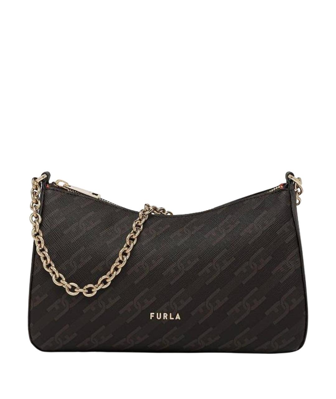 FURLA Коричневая кожаная сумка через плечо, фото 1