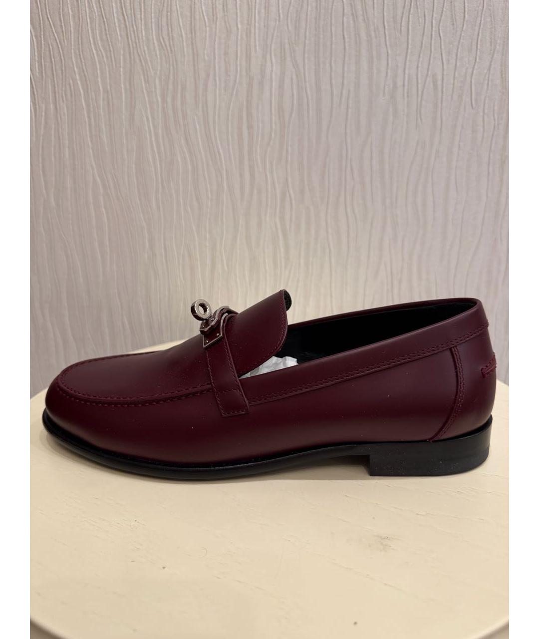 HERMES Бордовые кожаные лоферы, фото 5