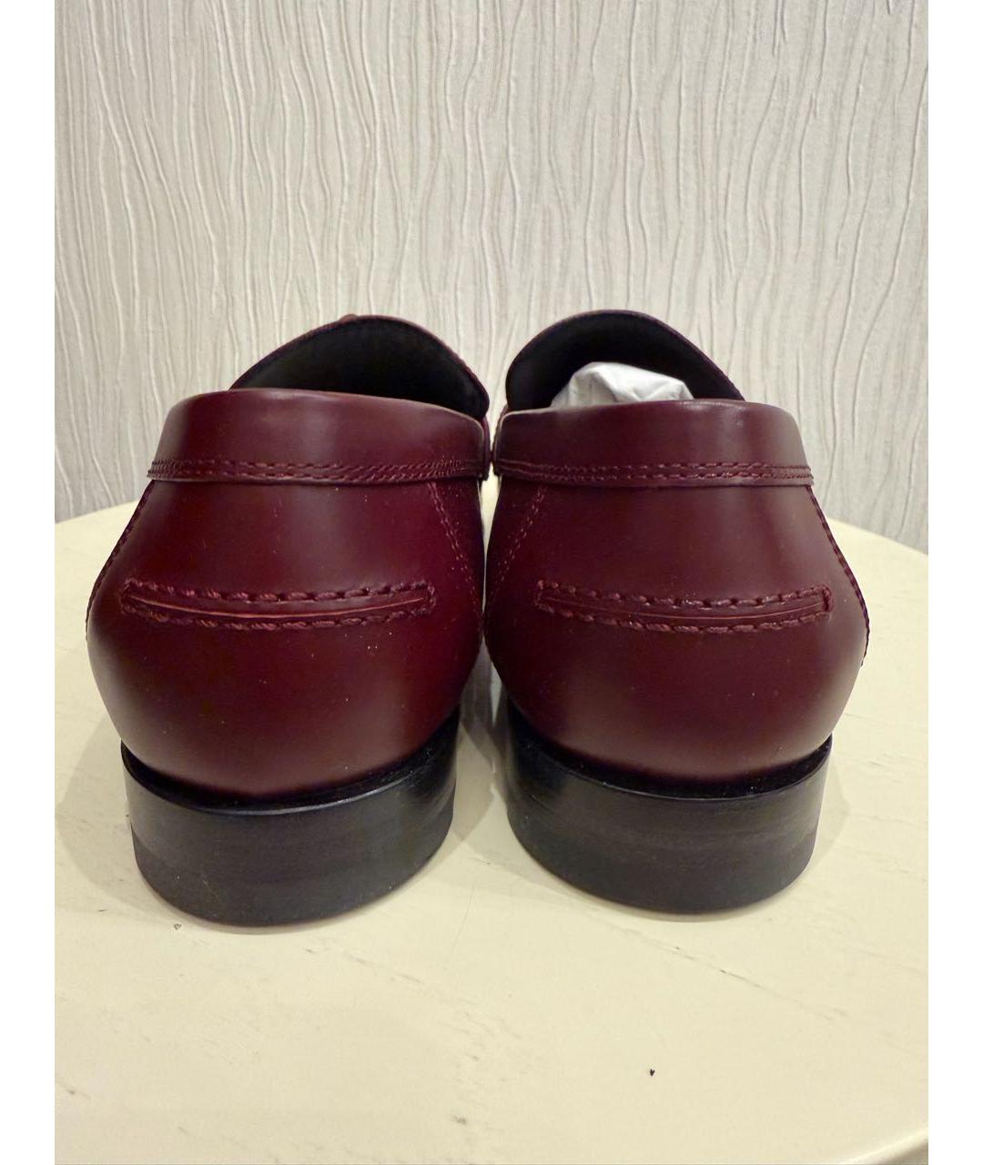 HERMES Бордовые кожаные лоферы, фото 6