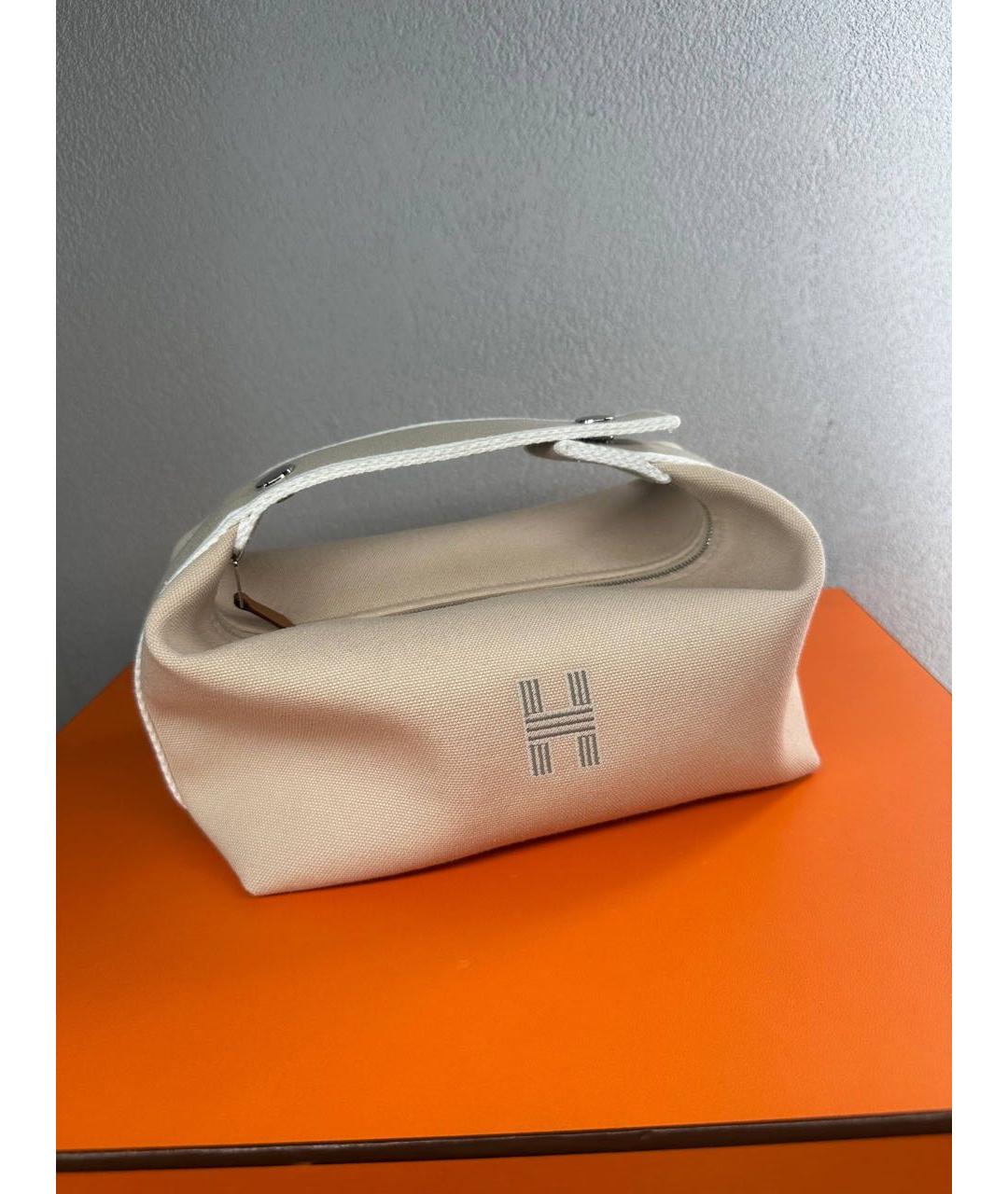 HERMES Бежевая хлопковая косметичка, фото 4