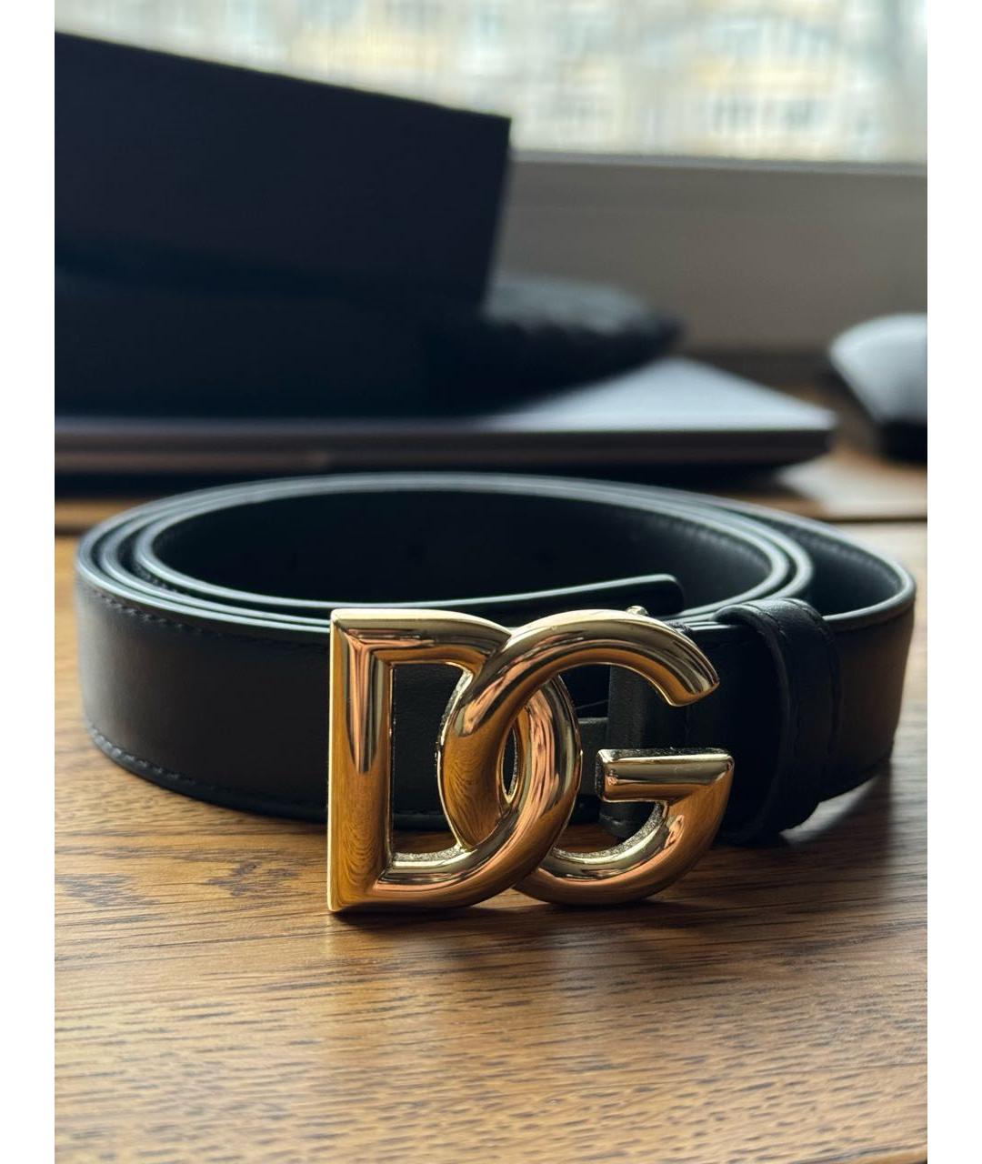 DOLCE&GABBANA Черный кожаный ремень, фото 5