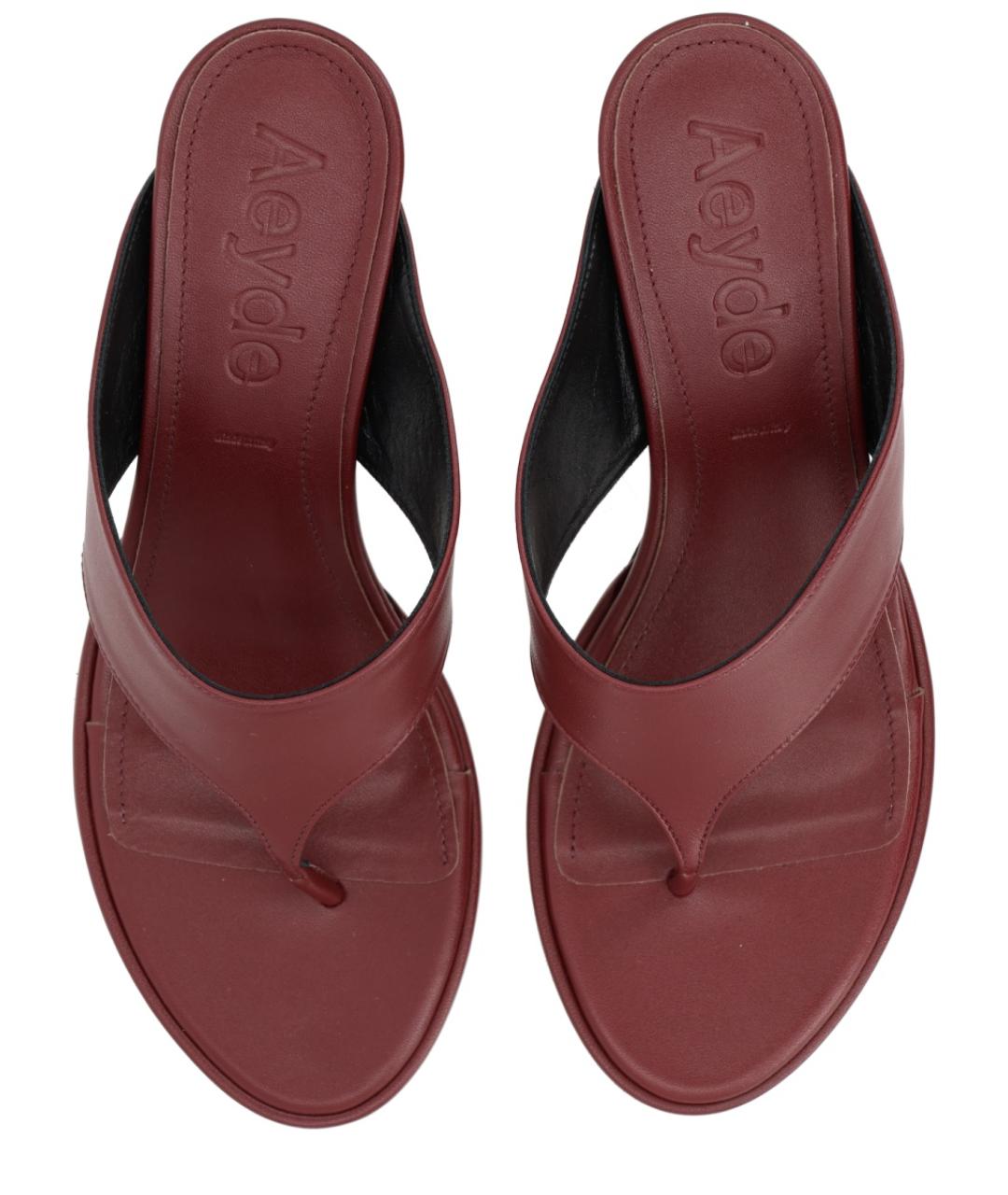 AEYDE Бордовые кожаные сандалии, фото 5