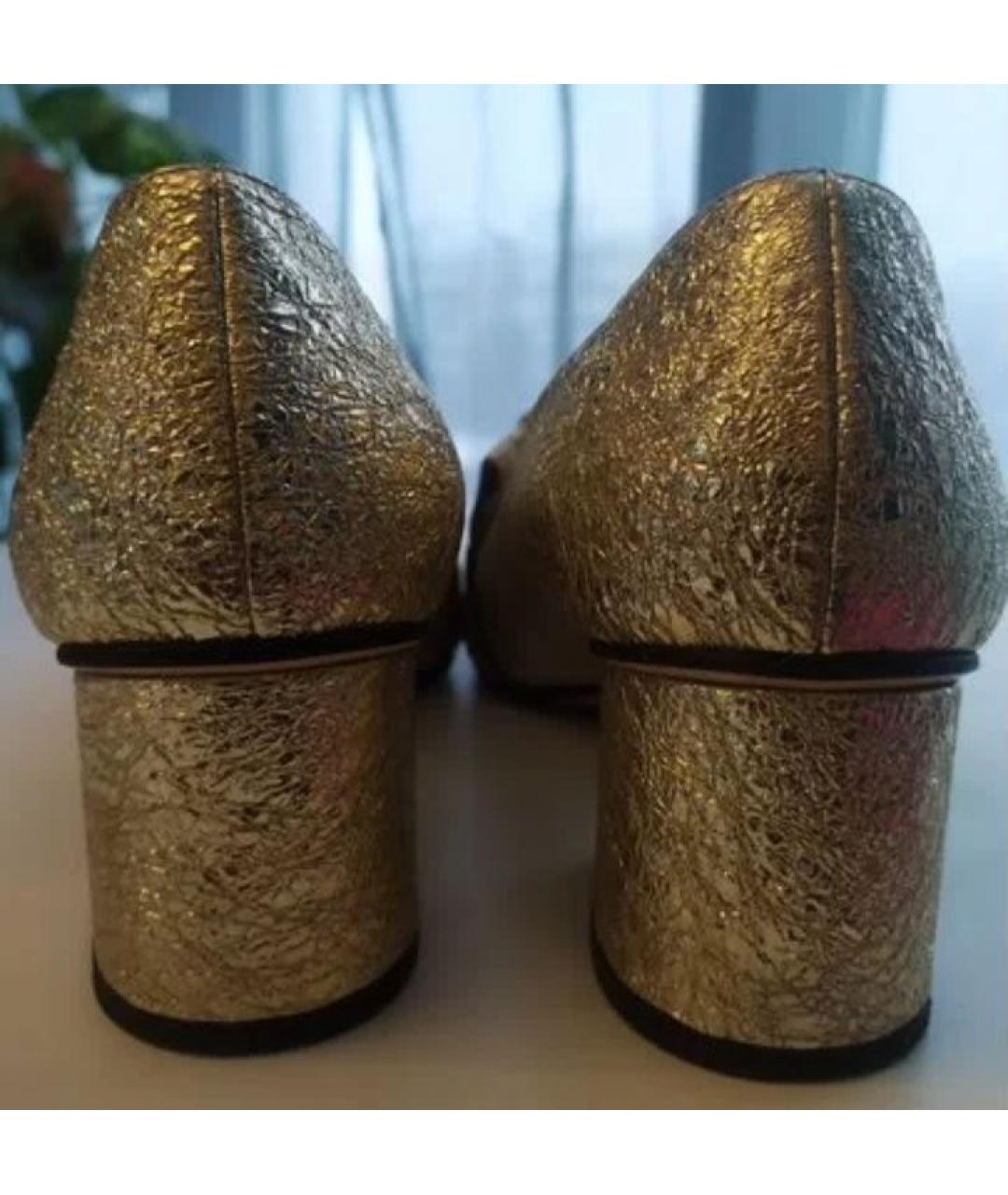 GUCCI Золотые кожаные туфли, фото 6