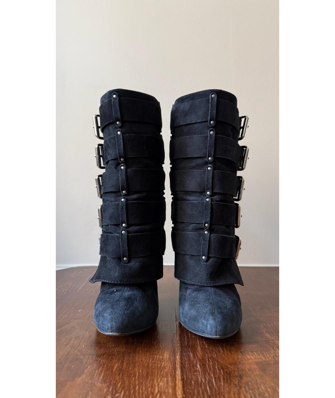 BALMAIN Черные замшевые сапоги, фото 2