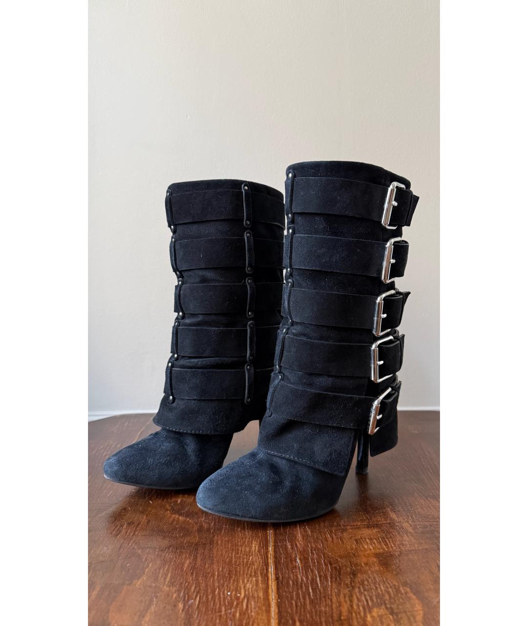 BALMAIN Черные замшевые сапоги, фото 7