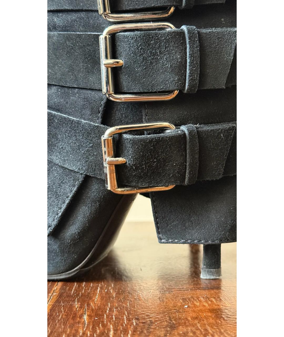 BALMAIN Черные замшевые сапоги, фото 6