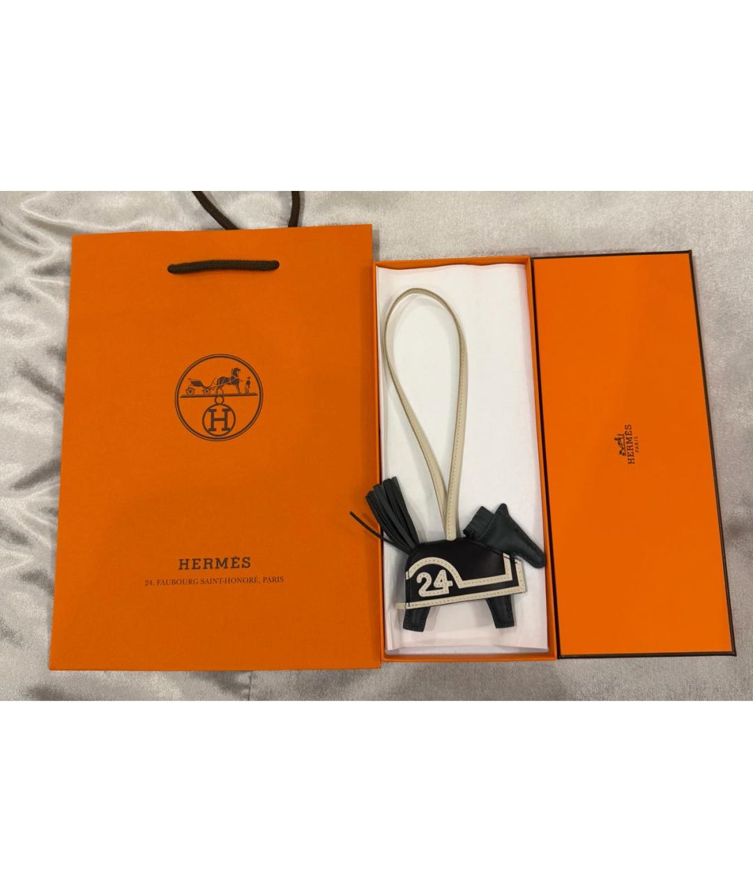 HERMES Черный брелок, фото 2