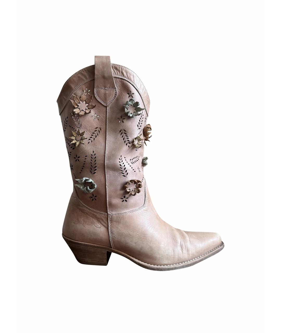 ROBERTO CAVALLI Розовые кожаные сапоги, фото 1