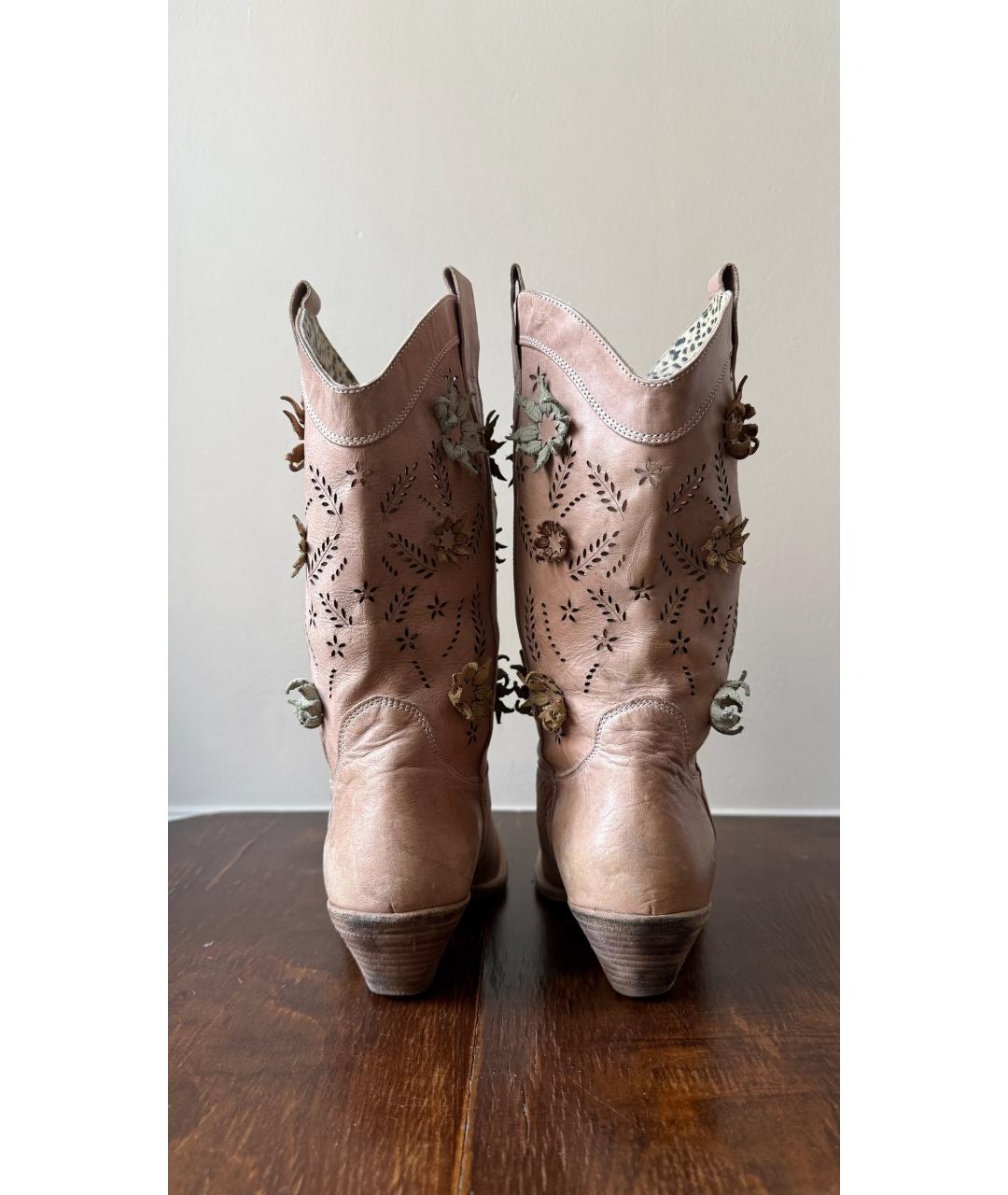 ROBERTO CAVALLI Розовые кожаные сапоги, фото 4