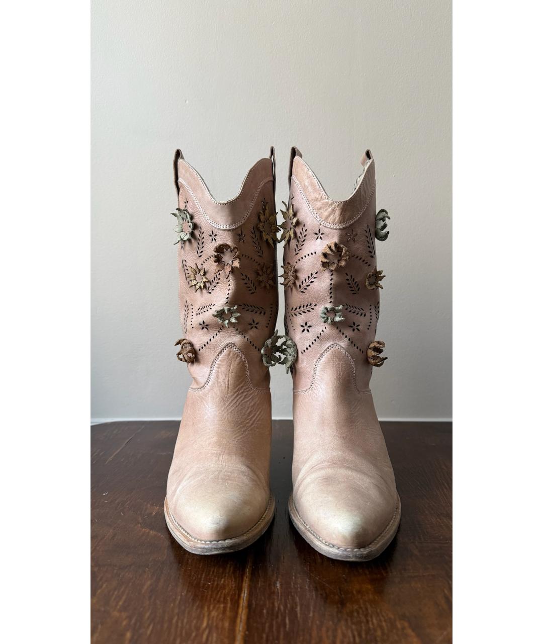 ROBERTO CAVALLI Розовые кожаные сапоги, фото 2