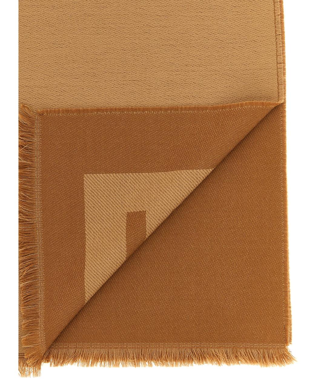 FENDI Коричневый шерстяной шарф, фото 3