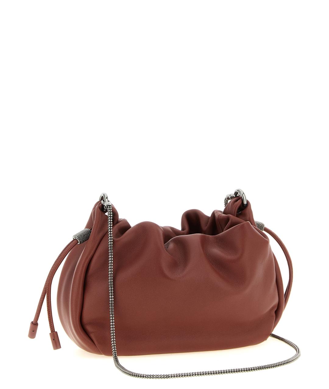 BRUNELLO CUCINELLI Коричневая кожаная сумка через плечо, фото 2