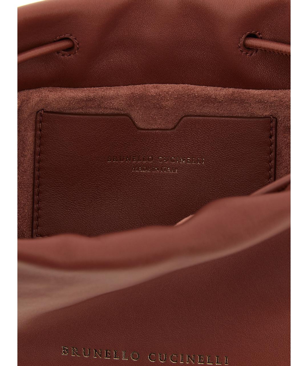 BRUNELLO CUCINELLI Коричневая кожаная сумка через плечо, фото 4