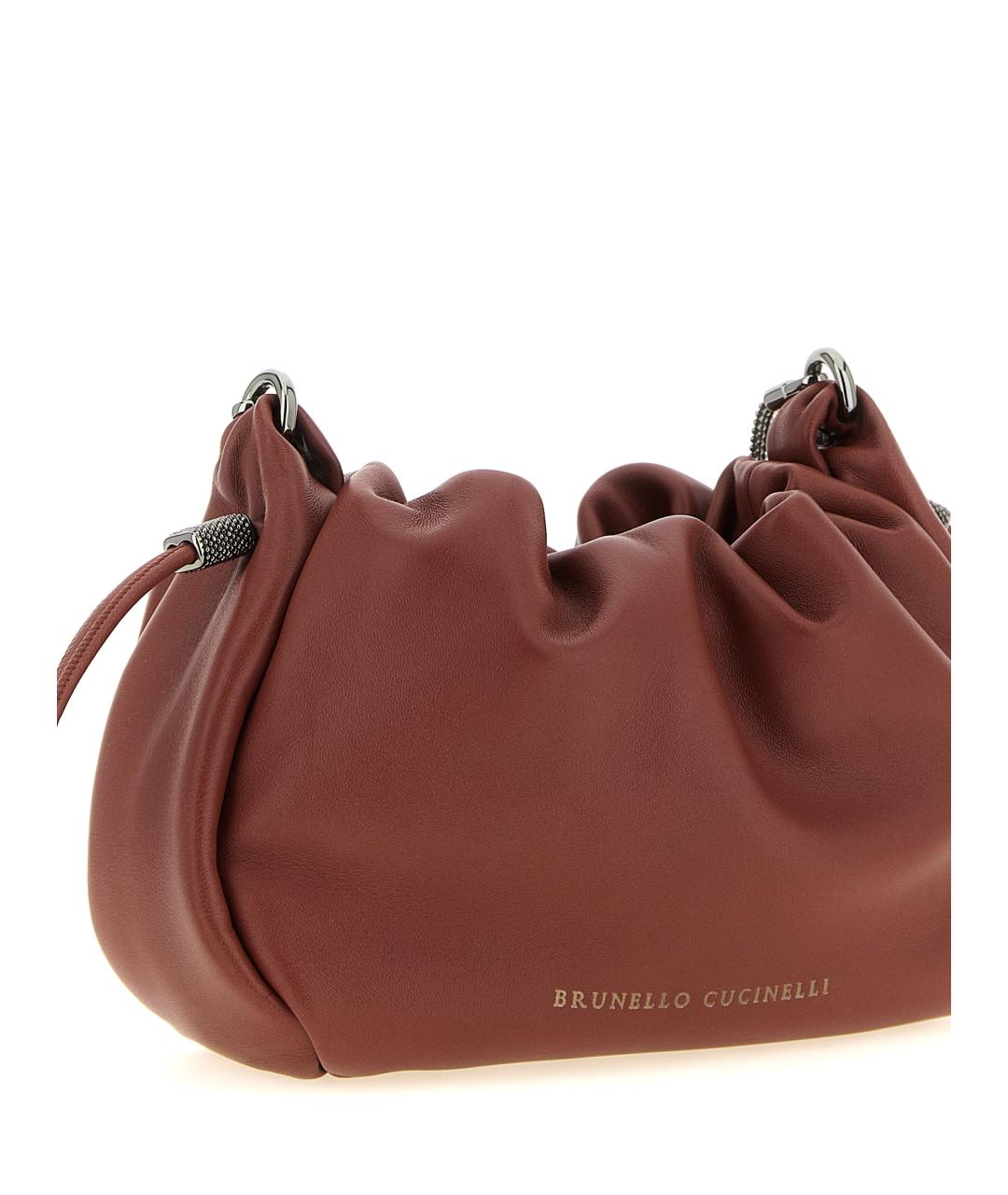 BRUNELLO CUCINELLI Коричневая кожаная сумка через плечо, фото 3
