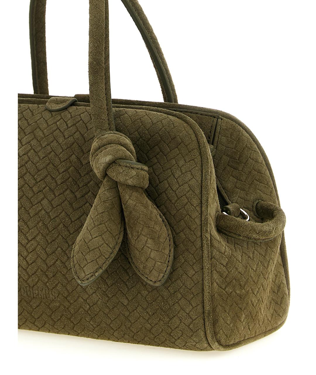 JACQUEMUS Зеленая кожаная сумка тоут, фото 3